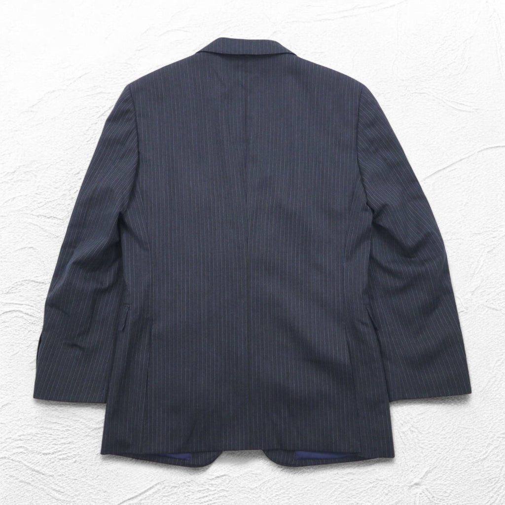 BURBERRY BLACK LABEL 2B テーラードジャケット スーツ S グレー ストライプ ウール 羊毛 D1H31-608-07