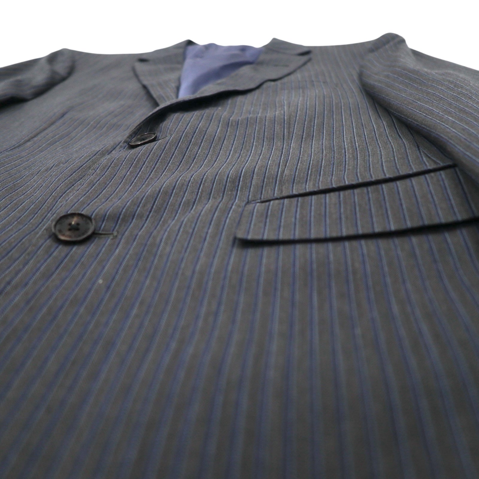 BURBERRY BLACK LABEL 2B テーラードジャケット スーツ S グレー ストライプ ウール 羊毛 D1H31-608-07