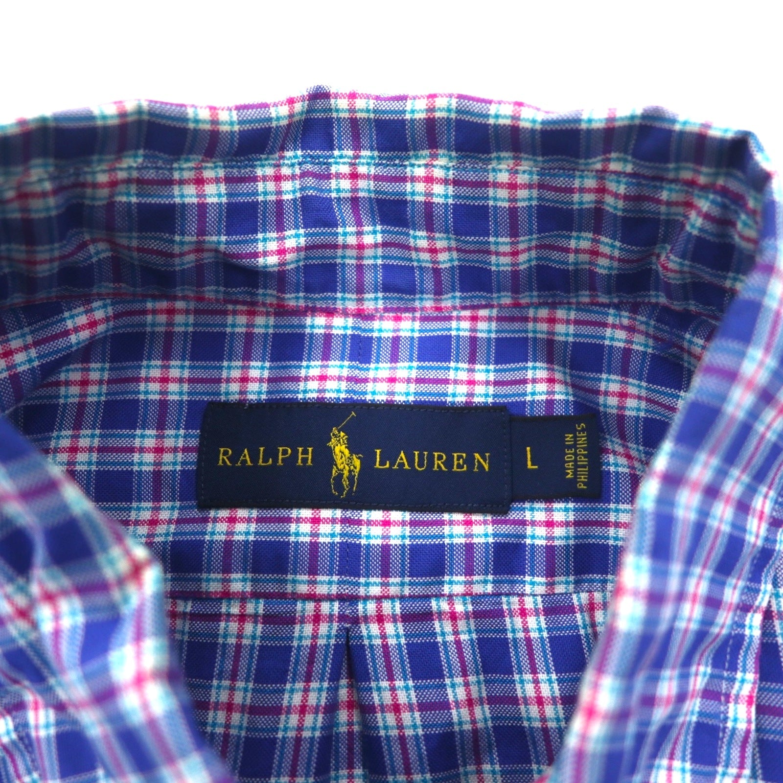 Camicia button-down RALPH LAUREN L a quadri blu oversize con ricamo piccolo pony