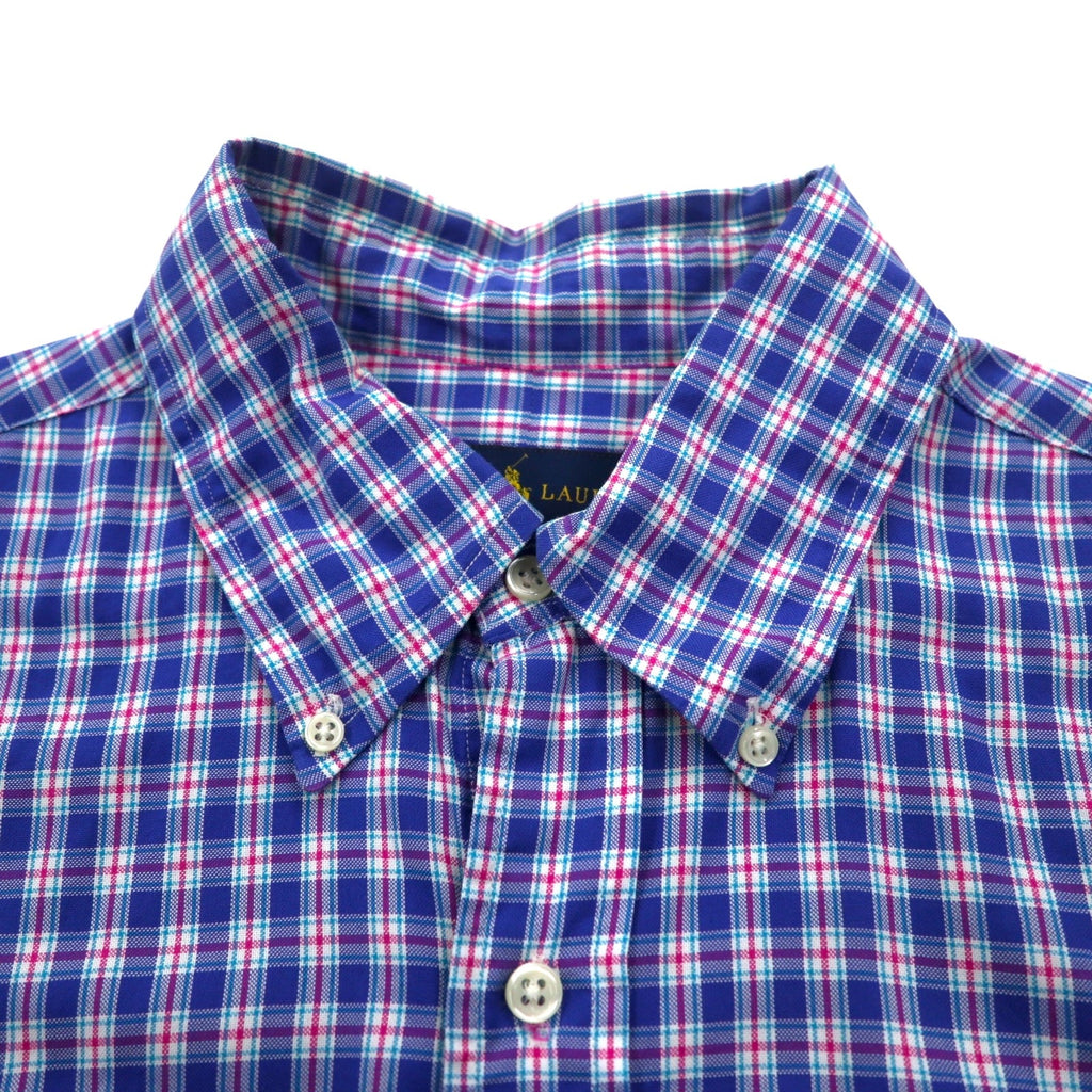 Camicia button-down RALPH LAUREN L a quadri blu oversize con ricamo piccolo pony