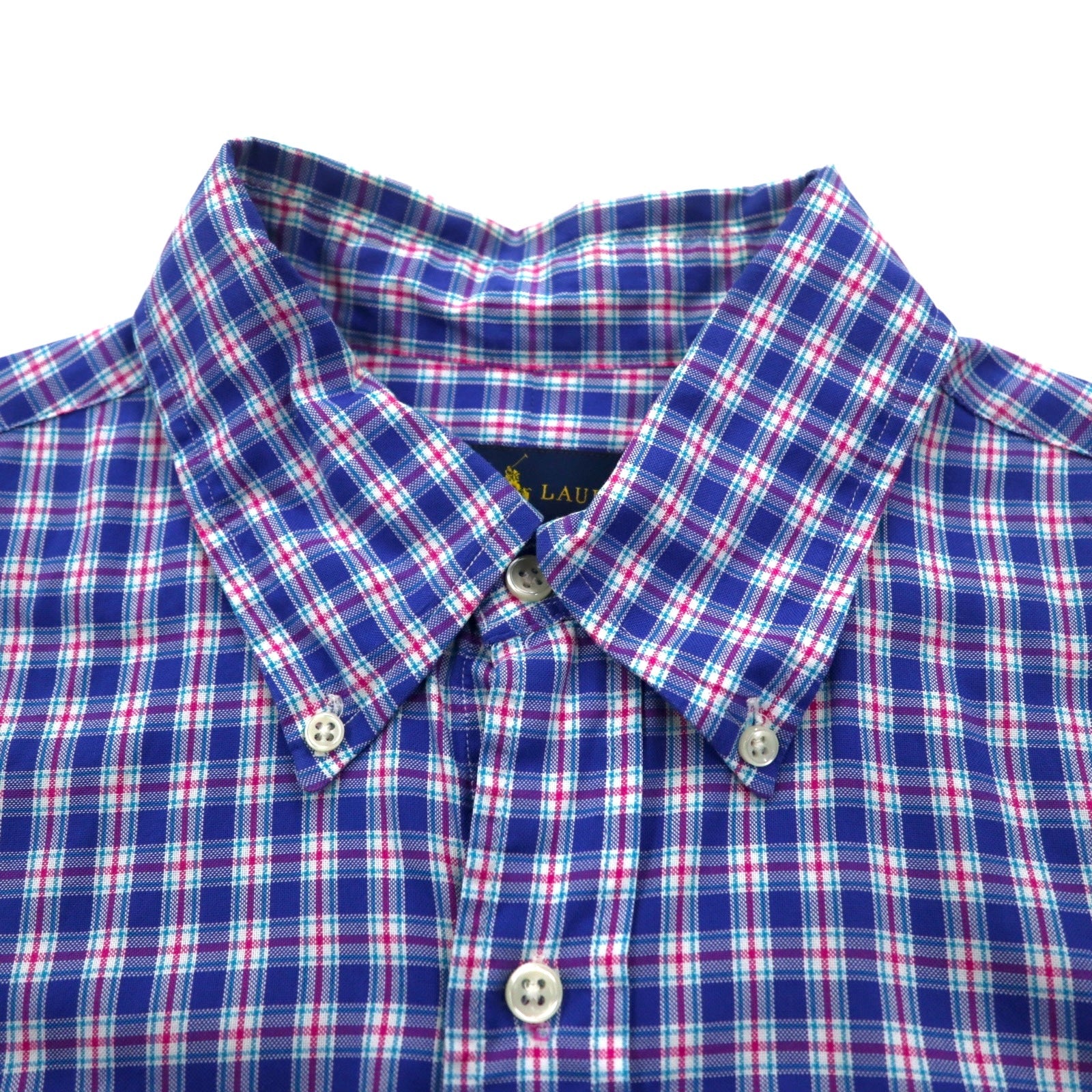 Camicia button-down RALPH LAUREN L a quadri blu oversize con ricamo piccolo pony