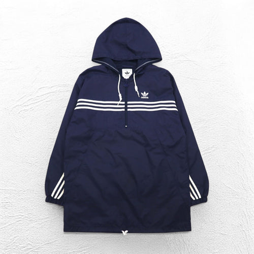 adidas anni '90 mezza zip anorak taglia XL blu navy nylon fodera in mesh 3 strisce logo trifoglio