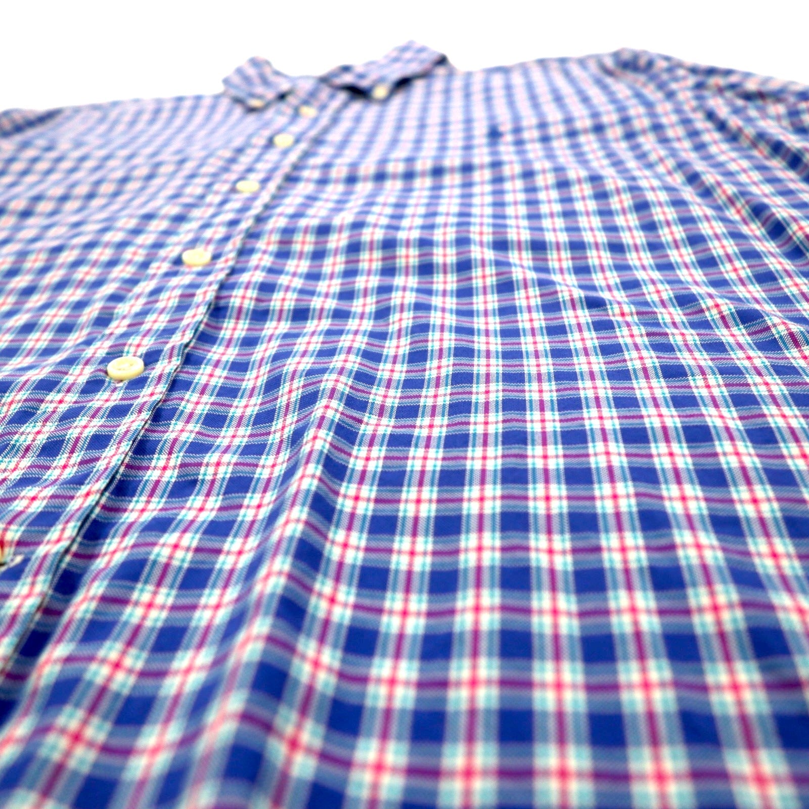 Camicia button-down RALPH LAUREN L a quadri blu oversize con ricamo piccolo pony