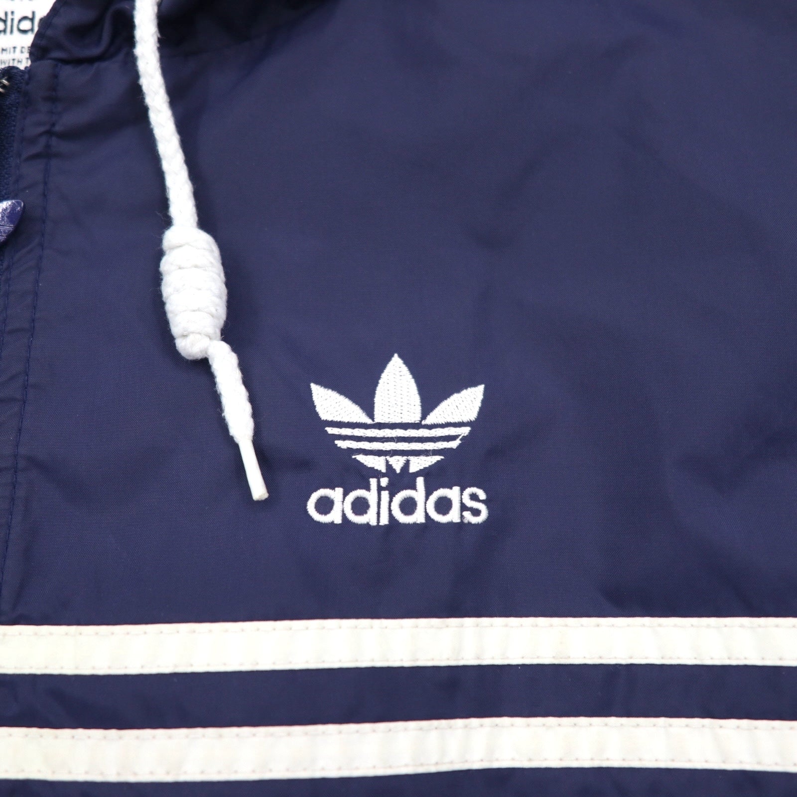adidas anni '90 mezza zip anorak taglia XL blu navy nylon fodera in mesh 3 strisce logo trifoglio
