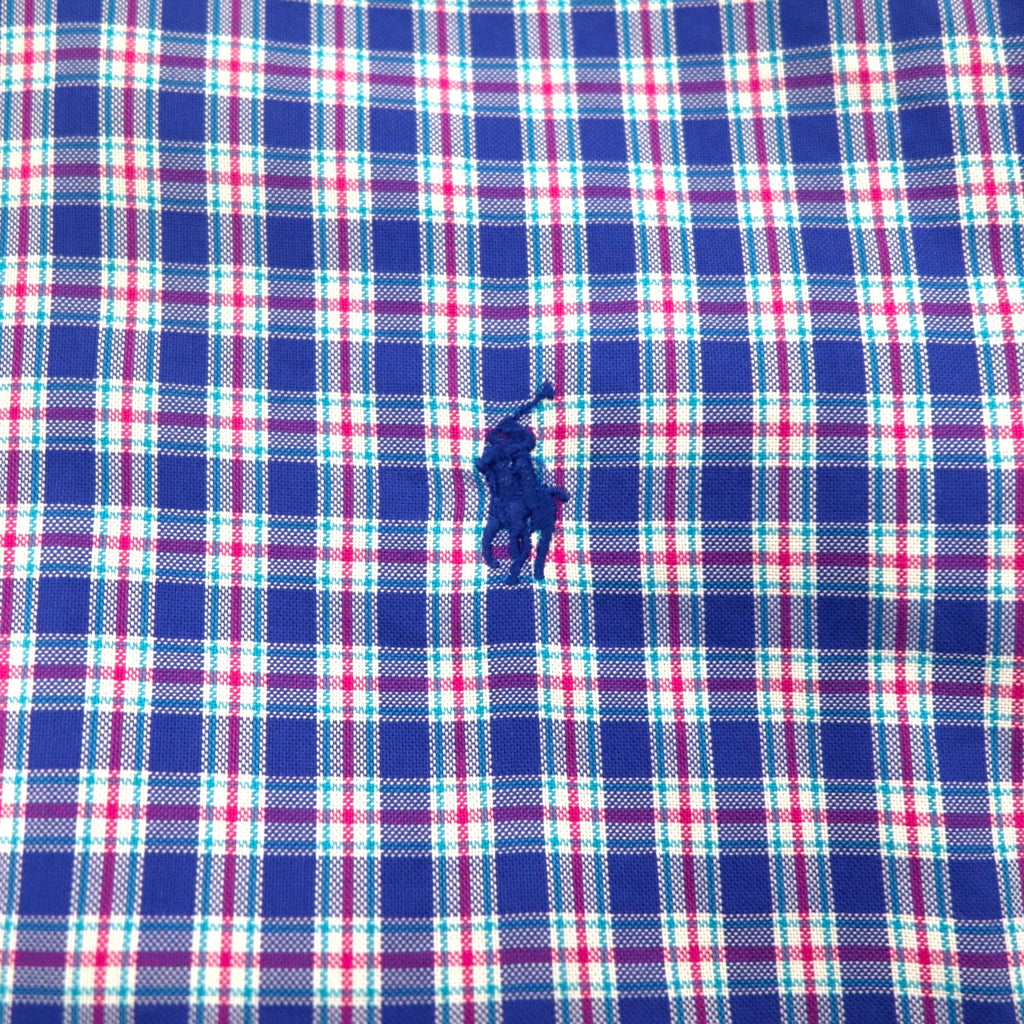 Camicia button-down RALPH LAUREN L a quadri blu oversize con ricamo piccolo pony