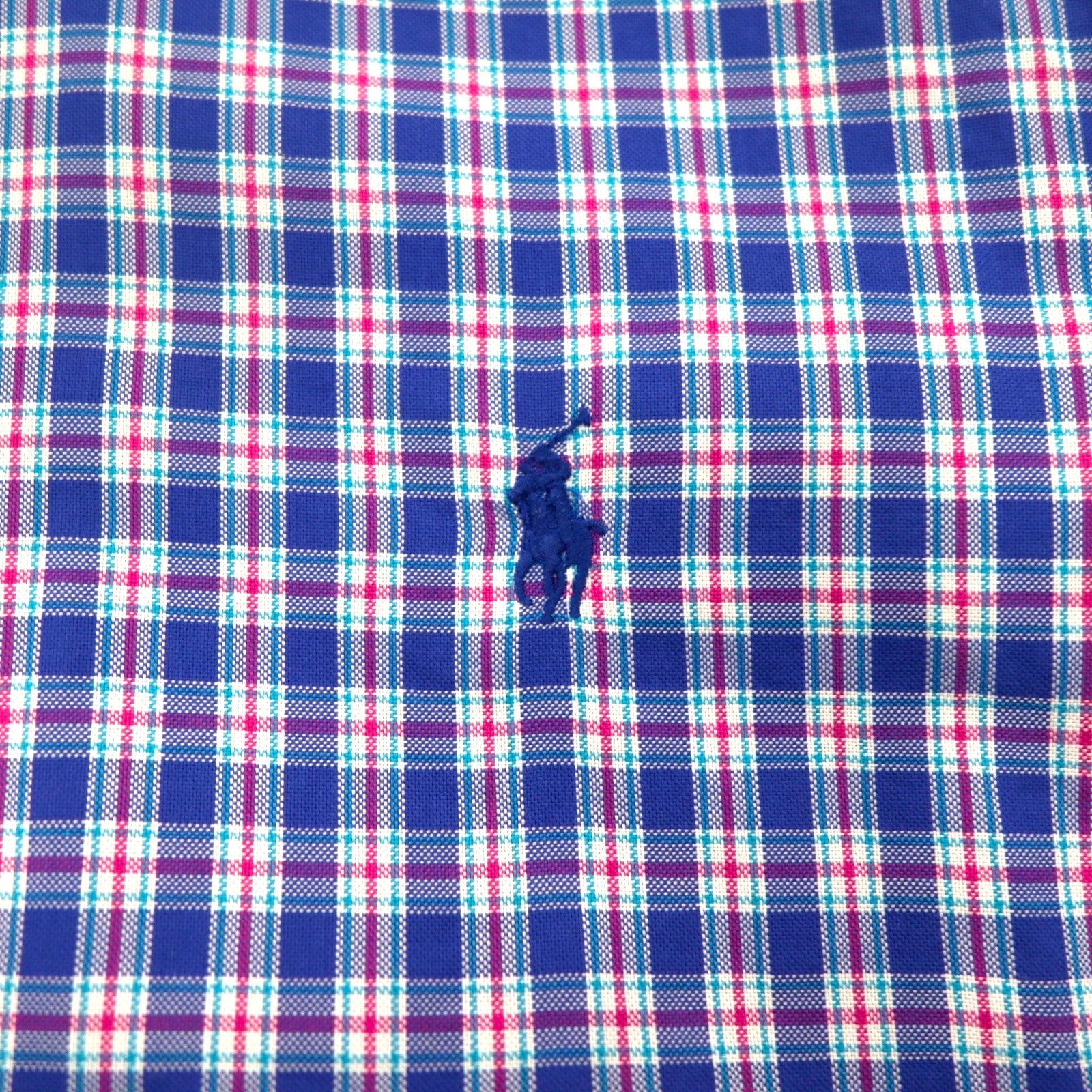 Camicia button-down RALPH LAUREN L a quadri blu oversize con ricamo piccolo pony