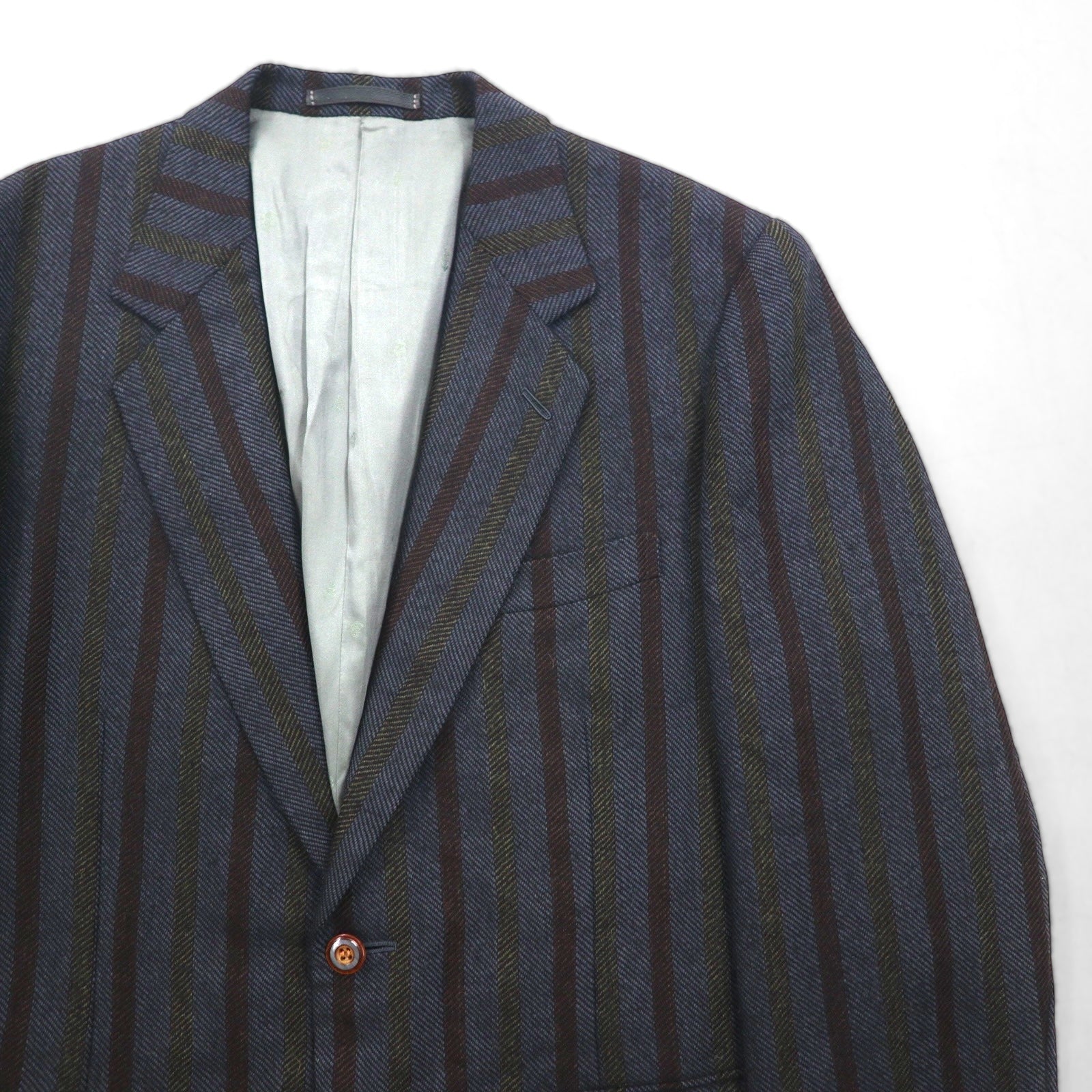 90s Italy Vintage Blazer 2B ツイード テーラードジャケット ブレザー M ストライプ MARIO CAPRA LONDON CORNER 90年代 イタリア製