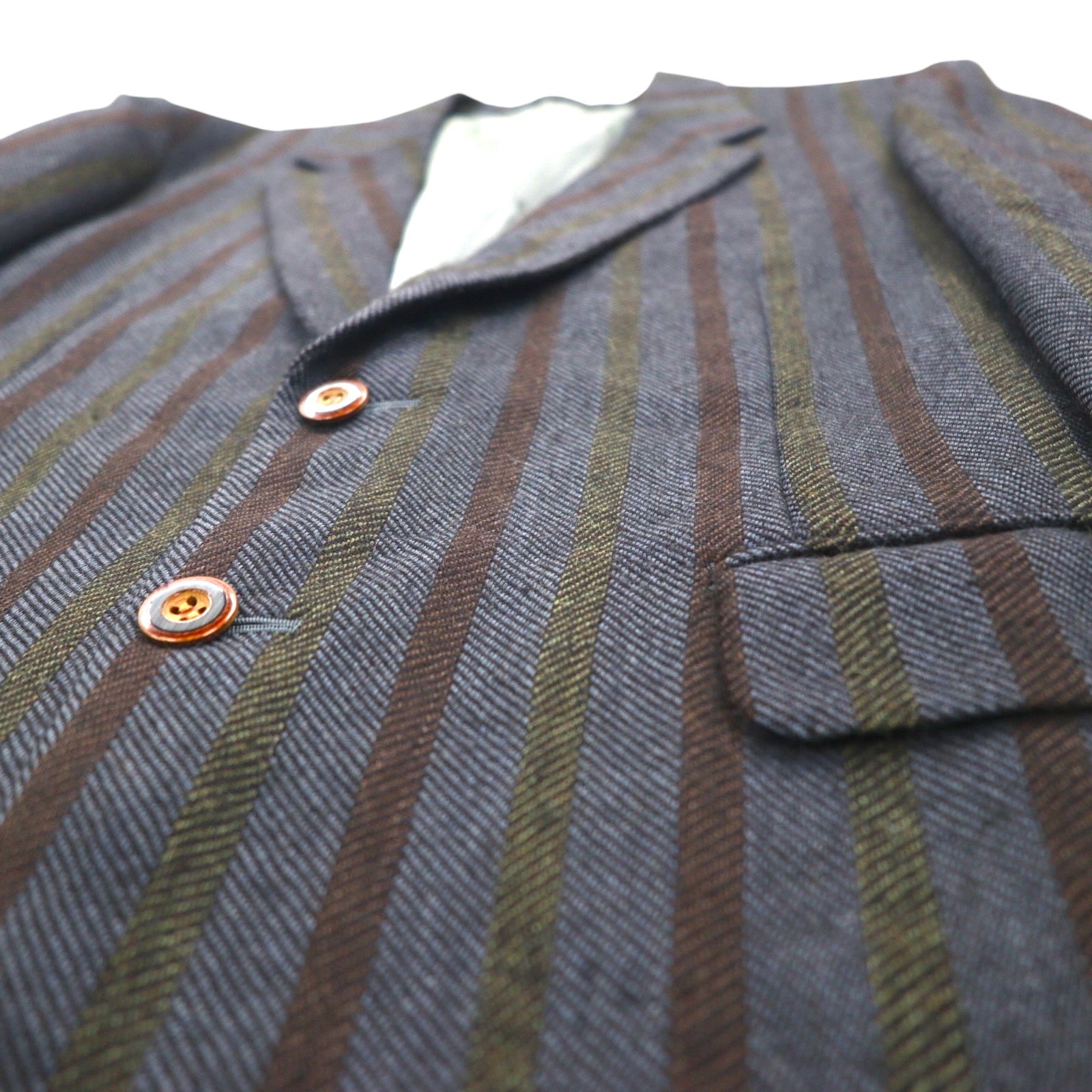 90s Italy Vintage Blazer 2B ツイード テーラードジャケット ブレザー M ストライプ MARIO CAPRA LONDON CORNER 90年代 イタリア製