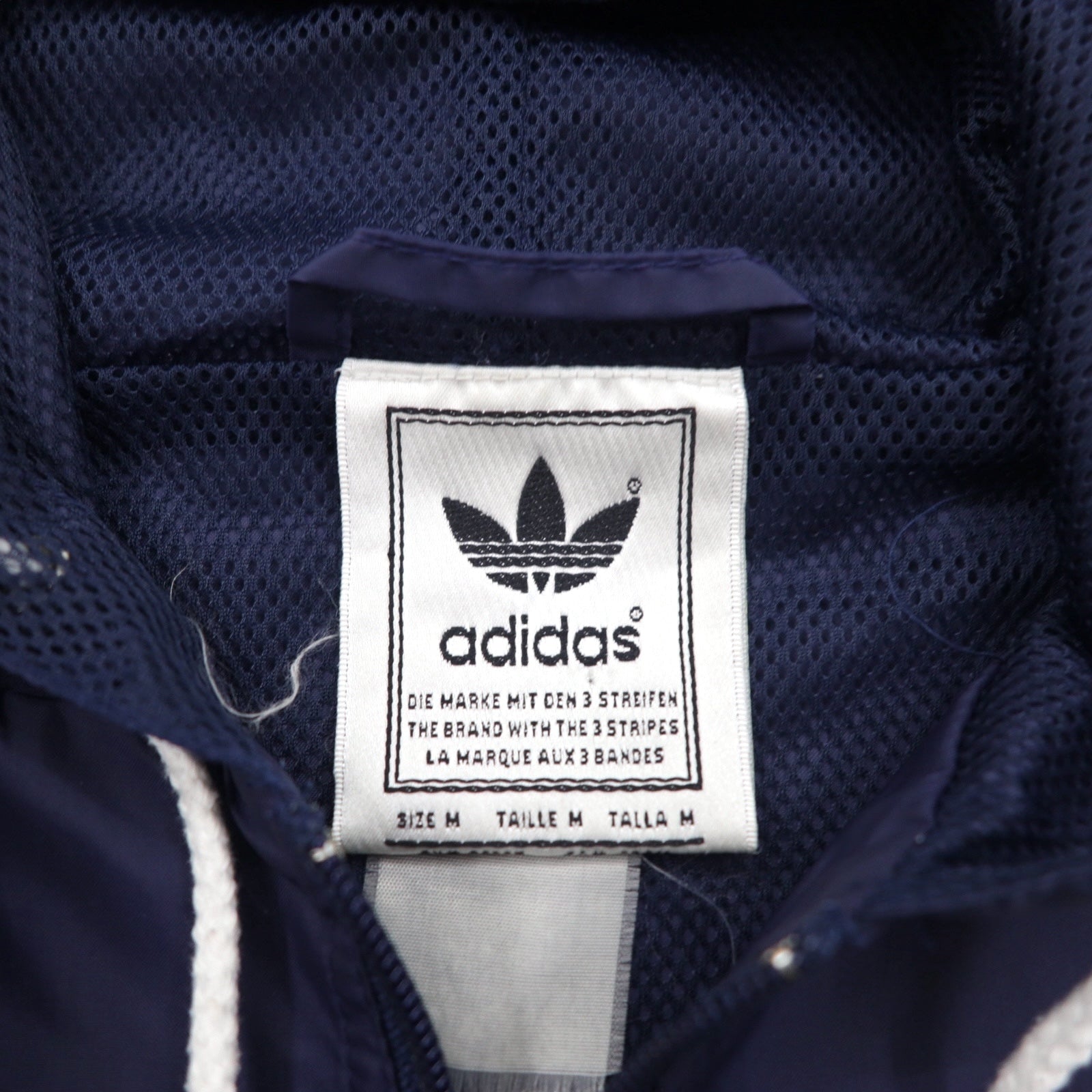 adidas anni '90 mezza zip anorak taglia XL blu navy nylon fodera in mesh 3 strisce logo trifoglio