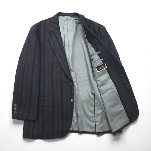 90s Italy Vintage Blazer 2B ツイード テーラードジャケット ブレザー M ストライプ MARIO CAPRA LONDON CORNER 90年代 イタリア製