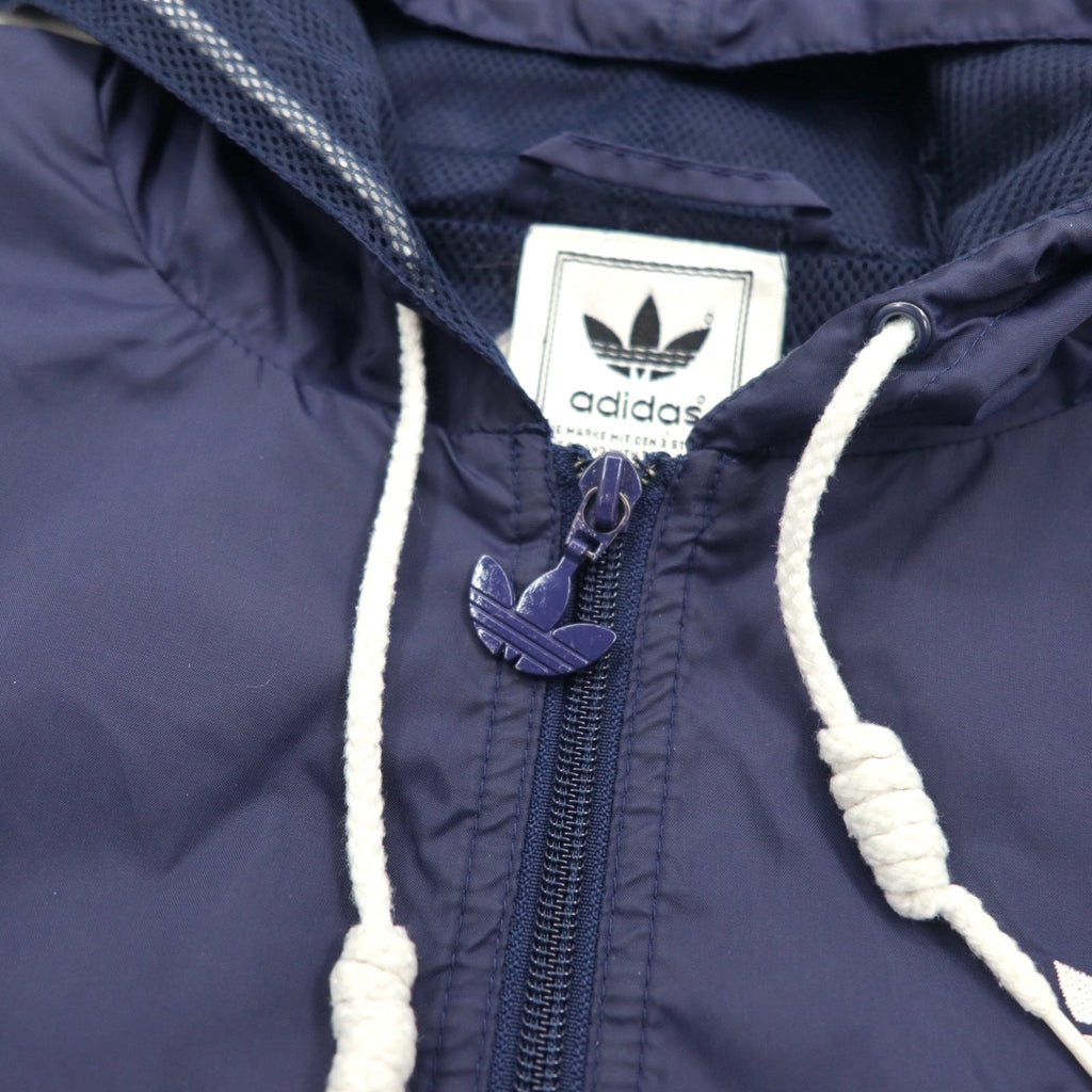 adidas anni '90 mezza zip anorak taglia XL blu navy nylon fodera in mesh 3 strisce logo trifoglio
