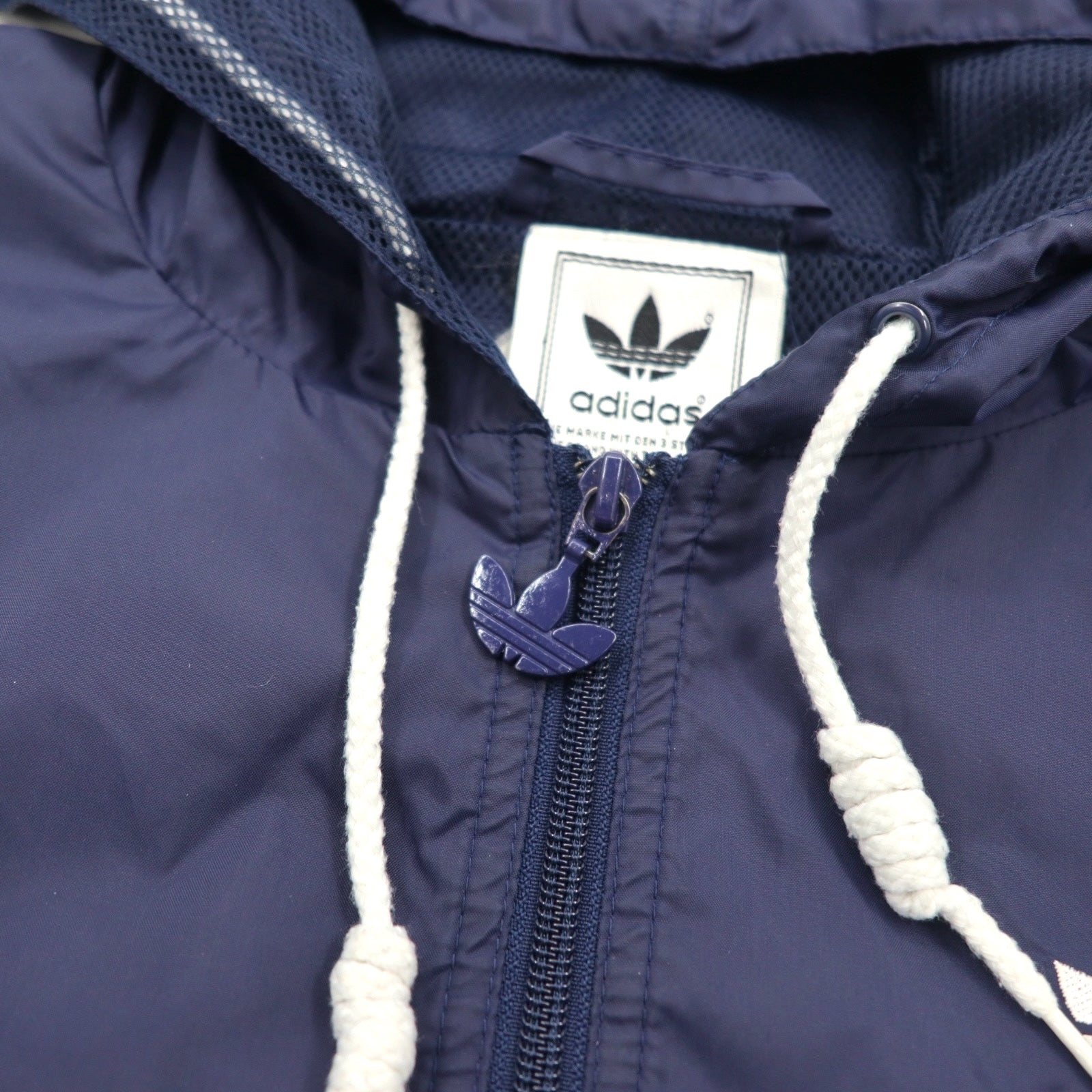 adidas anni '90 mezza zip anorak taglia XL blu navy nylon fodera in mesh 3 strisce logo trifoglio