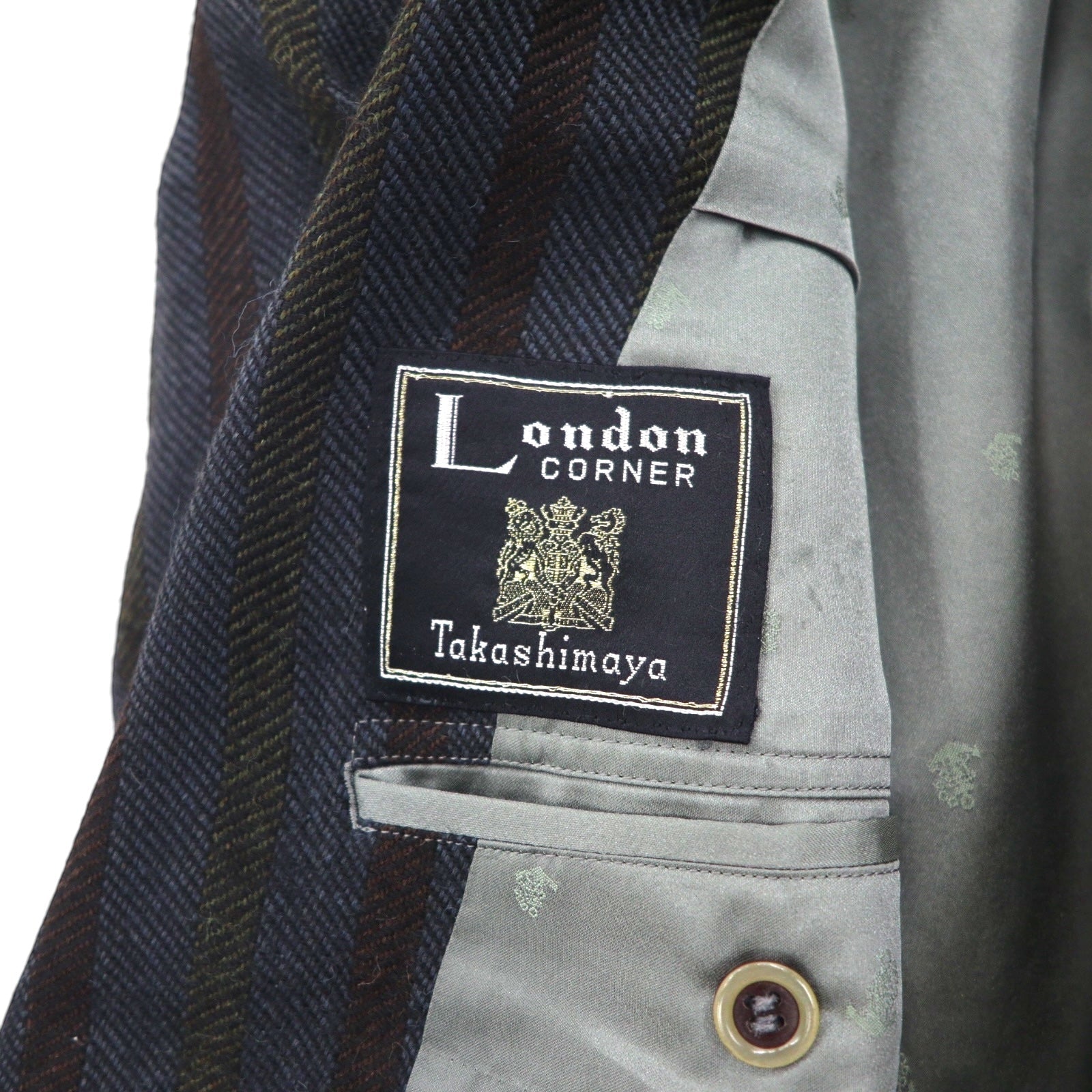90s Italy Vintage Blazer 2B ツイード テーラードジャケット ブレザー M ストライプ MARIO CAPRA LONDON CORNER 90年代 イタリア製