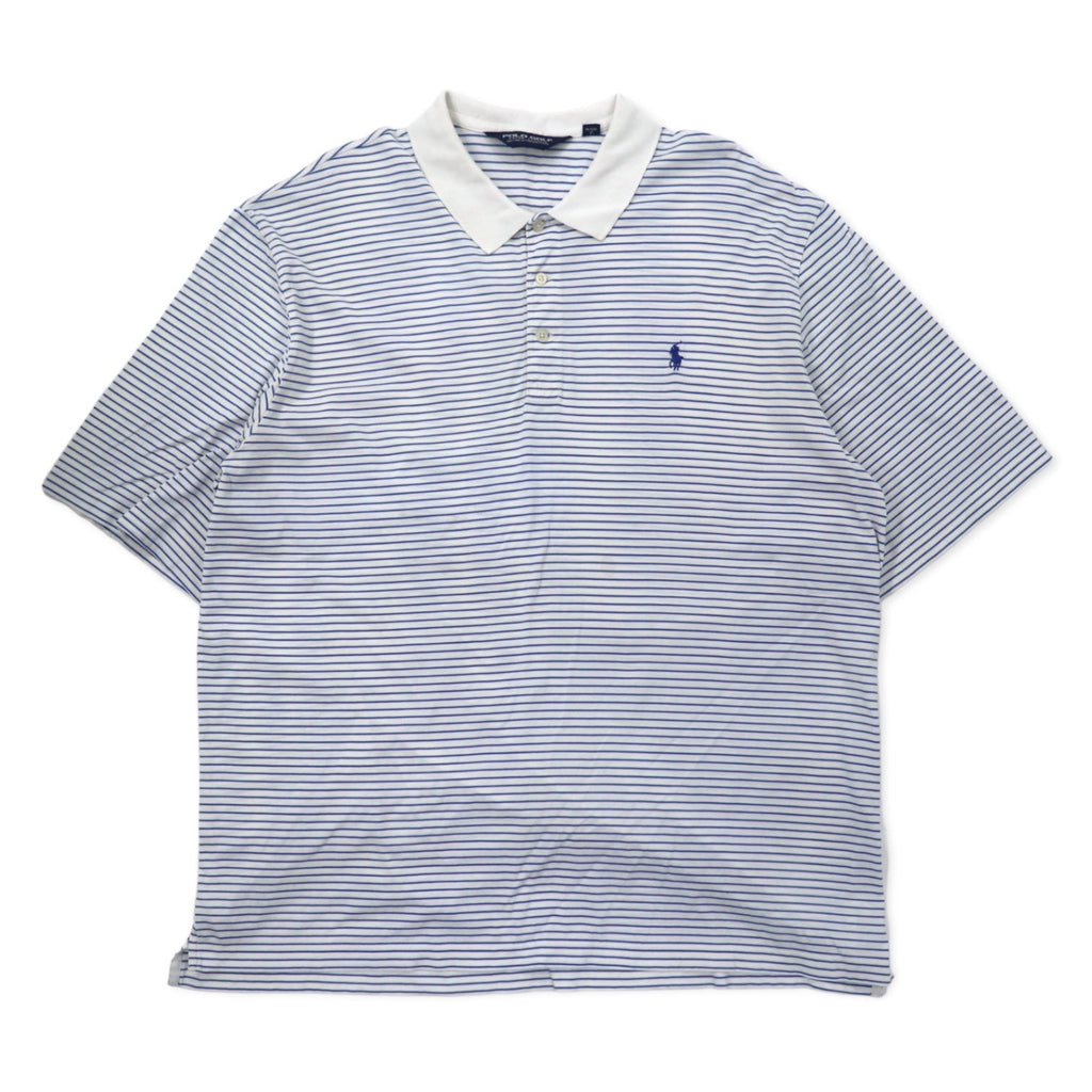 POLO GOLF RALPH LAUREN Polo a righe XL Bianco Blu Cotone Ricamo piccolo pony Taglia grande Prodotto in Perù