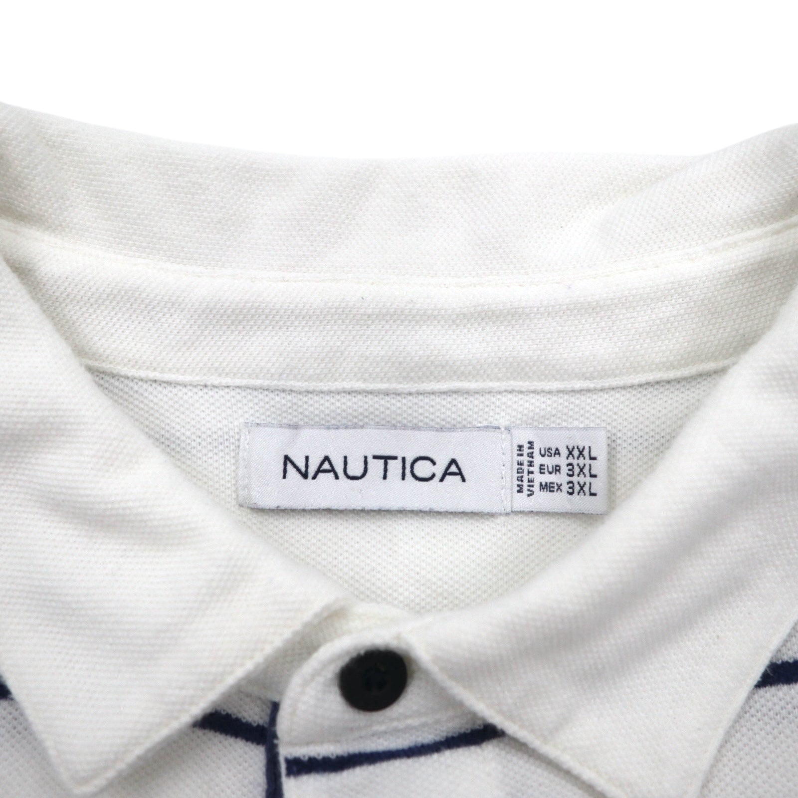NAUTICA Polo a righe 3XL bianco navy piquet taglia grande ricamo logo a punto singolo