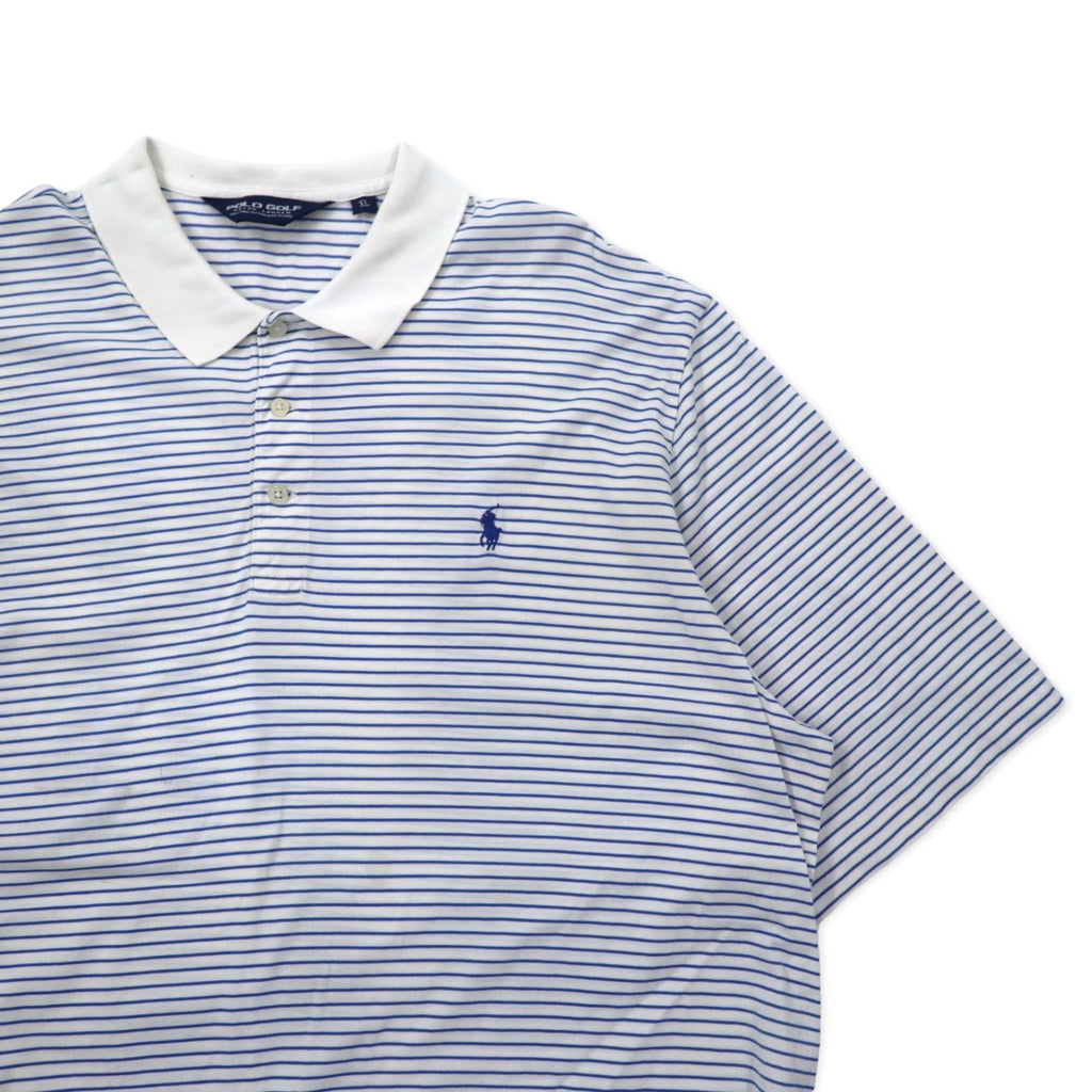 POLO GOLF RALPH LAUREN Polo a righe XL Bianco Blu Cotone Ricamo piccolo pony Taglia grande Prodotto in Perù