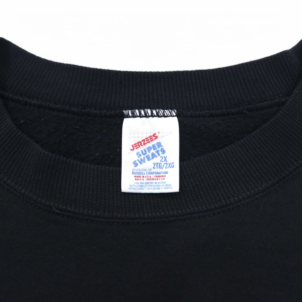 JERZEES Made in USA Anni '80 SUPER SWEATS Felpa girocollo 2XL Nera Interno felpato PSC