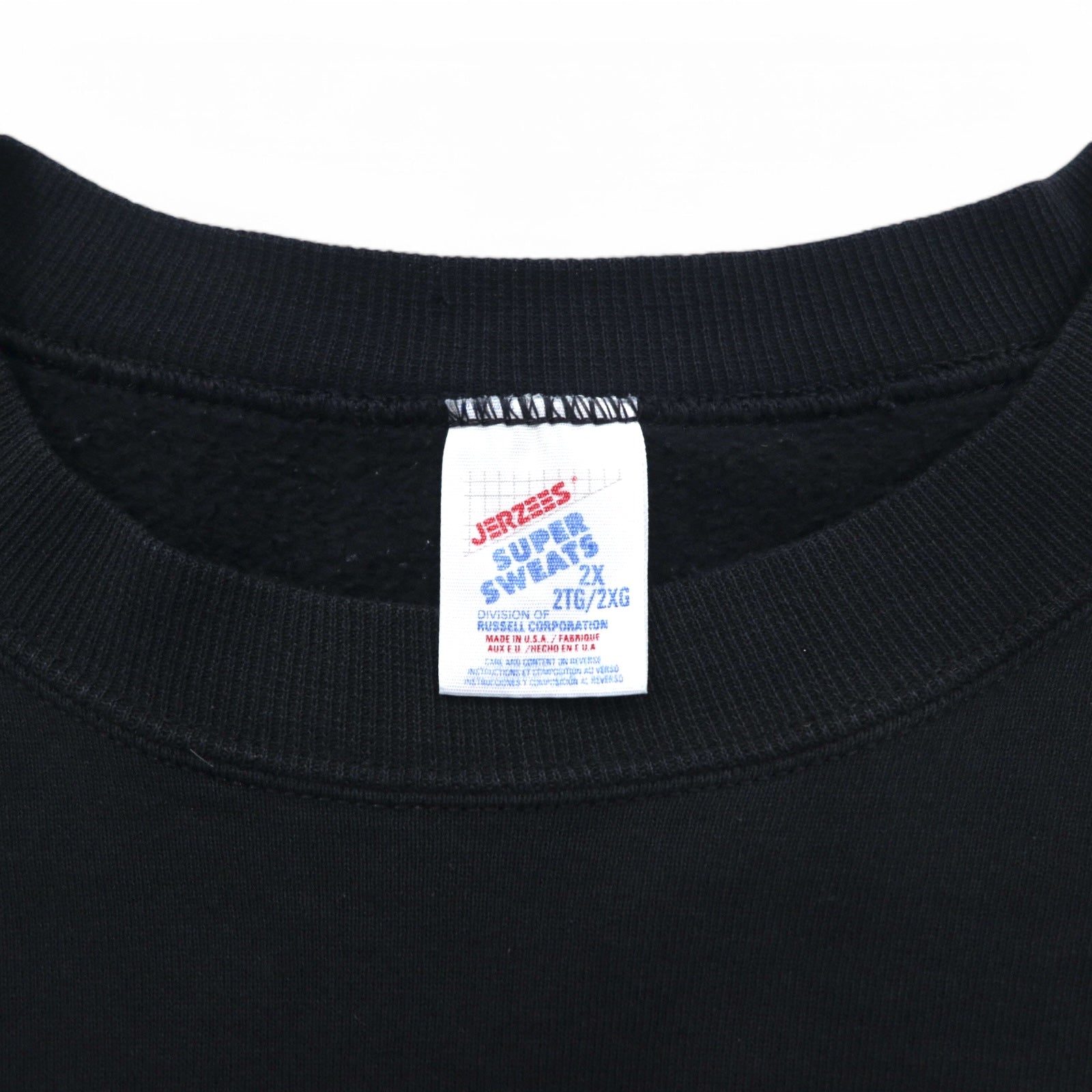 JERZEES Made in USA Anni '80 SUPER SWEATS Felpa girocollo 2XL Nera Interno felpato PSC