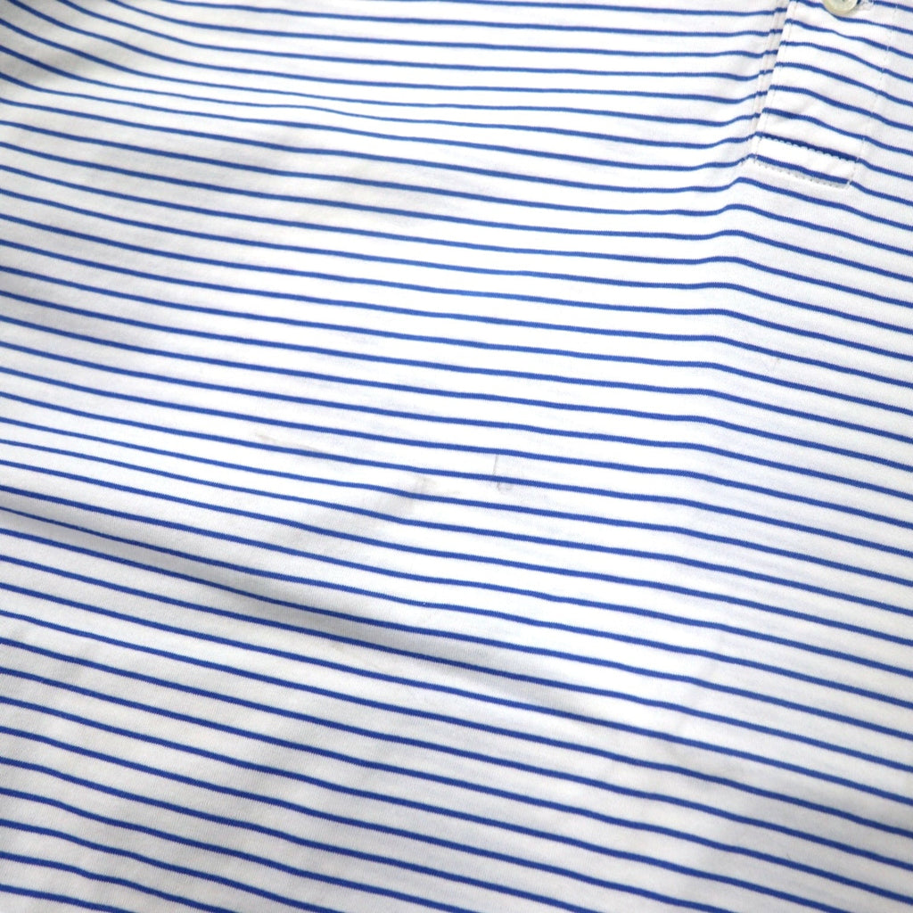 POLO GOLF RALPH LAUREN Polo a righe XL Bianco Blu Cotone Ricamo piccolo pony Taglia grande Prodotto in Perù