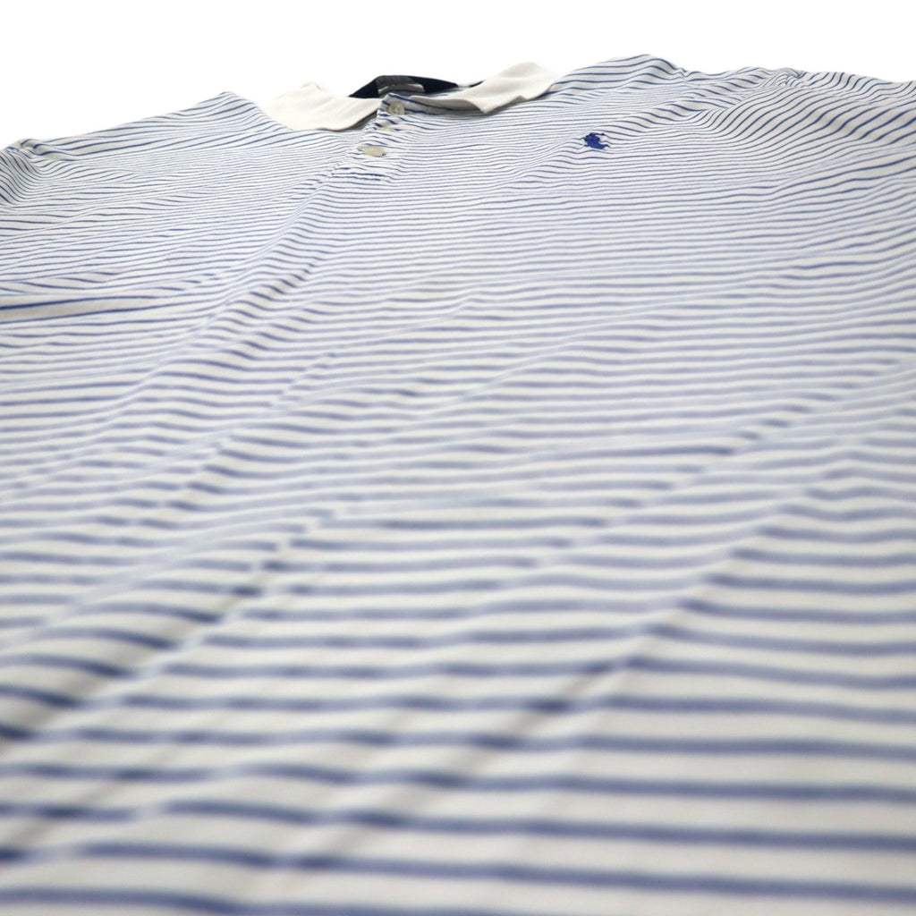 POLO GOLF RALPH LAUREN Polo a righe XL Bianco Blu Cotone Ricamo piccolo pony Taglia grande Prodotto in Perù