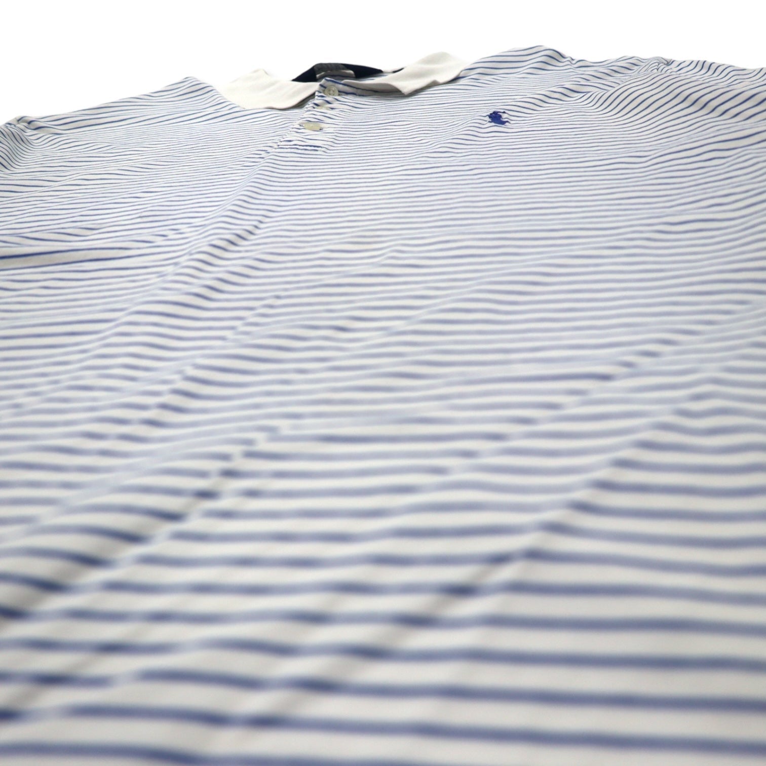 POLO GOLF RALPH LAUREN Polo a righe XL Bianco Blu Cotone Ricamo piccolo pony Taglia grande Prodotto in Perù