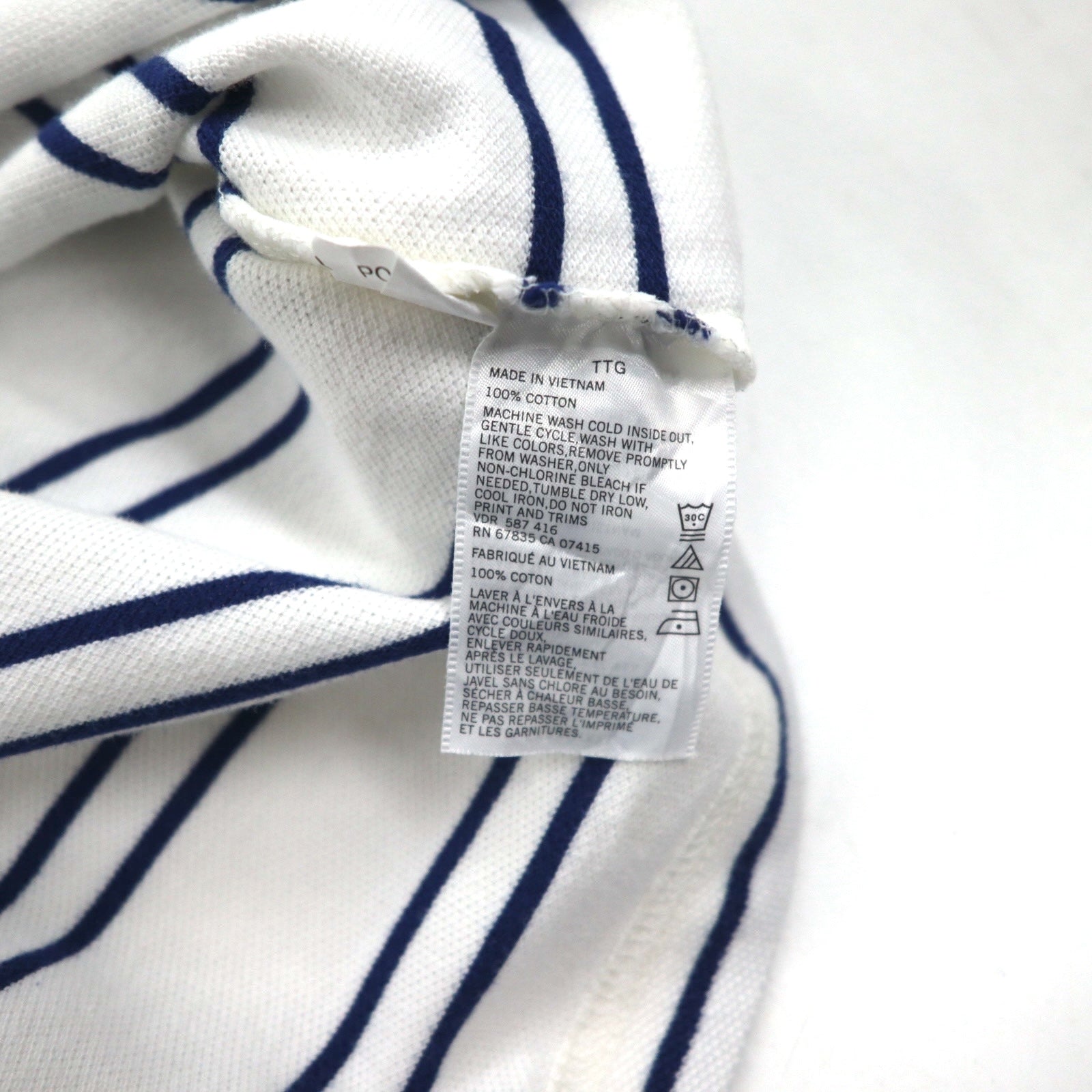 NAUTICA Polo a righe 3XL bianco navy piquet taglia grande ricamo logo a punto singolo