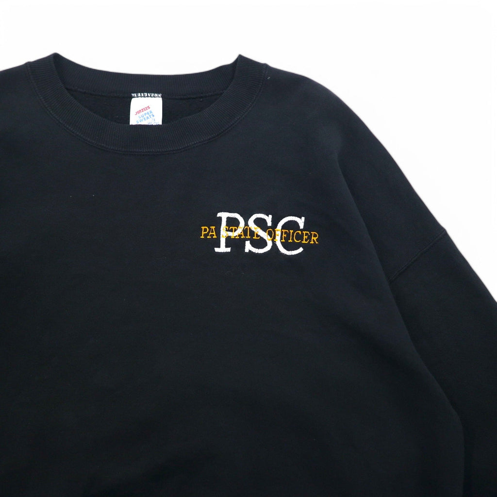 JERZEES Made in USA Anni '80 SUPER SWEATS Felpa girocollo 2XL Nera Interno felpato PSC