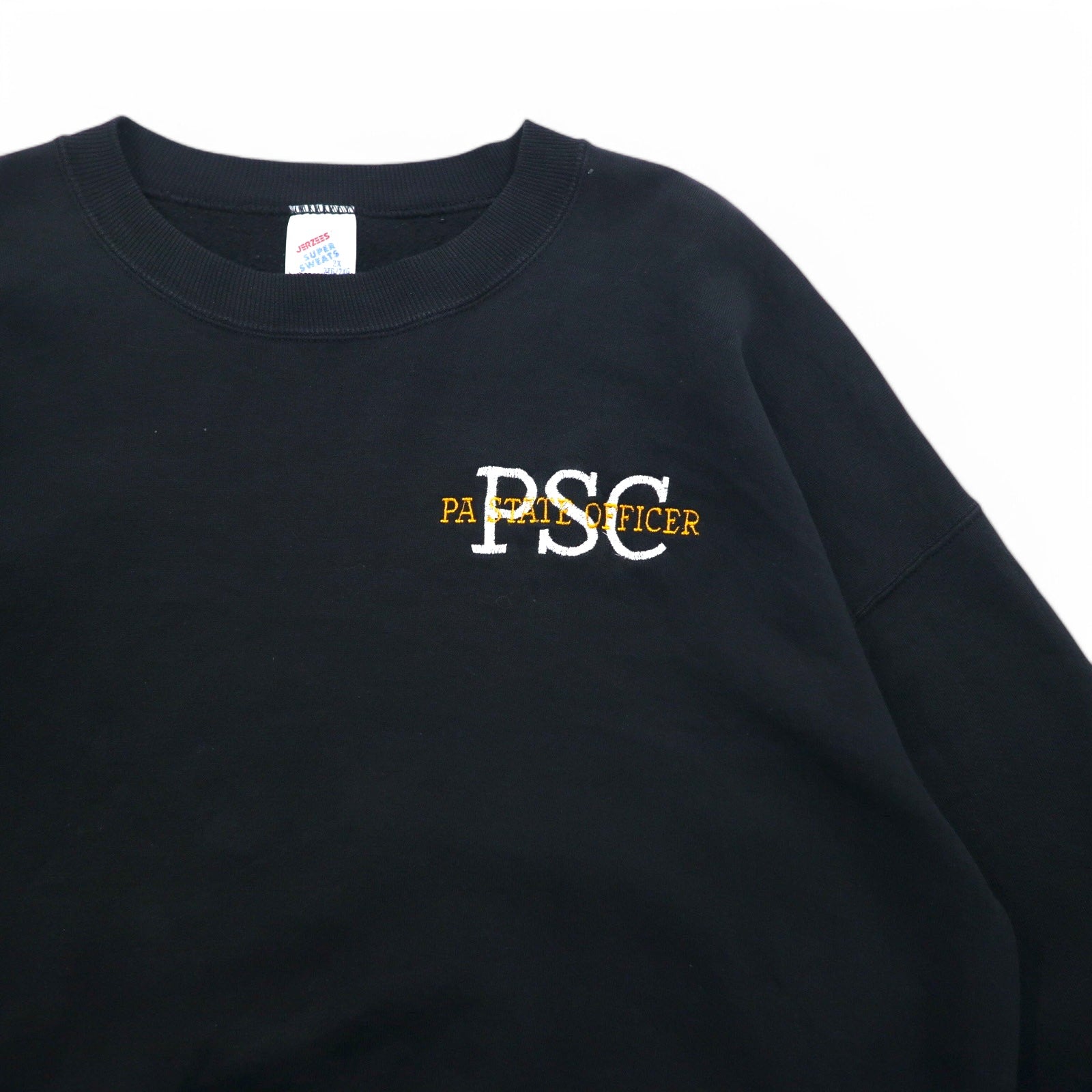 JERZEES Made in USA Anni '80 SUPER SWEATS Felpa girocollo 2XL Nera Interno felpato PSC