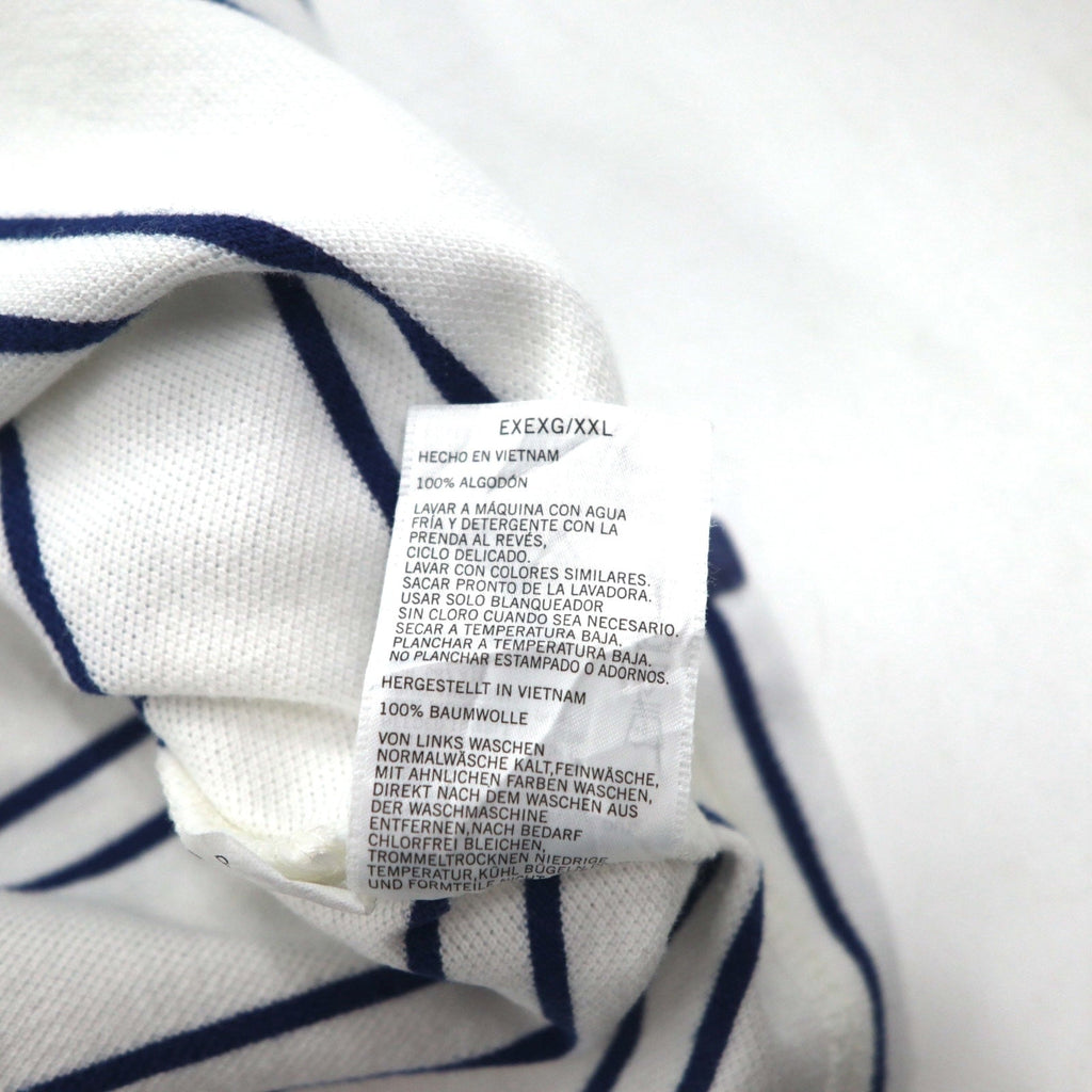 NAUTICA ボーダー ポロシャツ 3XL ホワイト ネイビー 鹿の子 ビッグサイズ ワンポイントロゴ刺繍