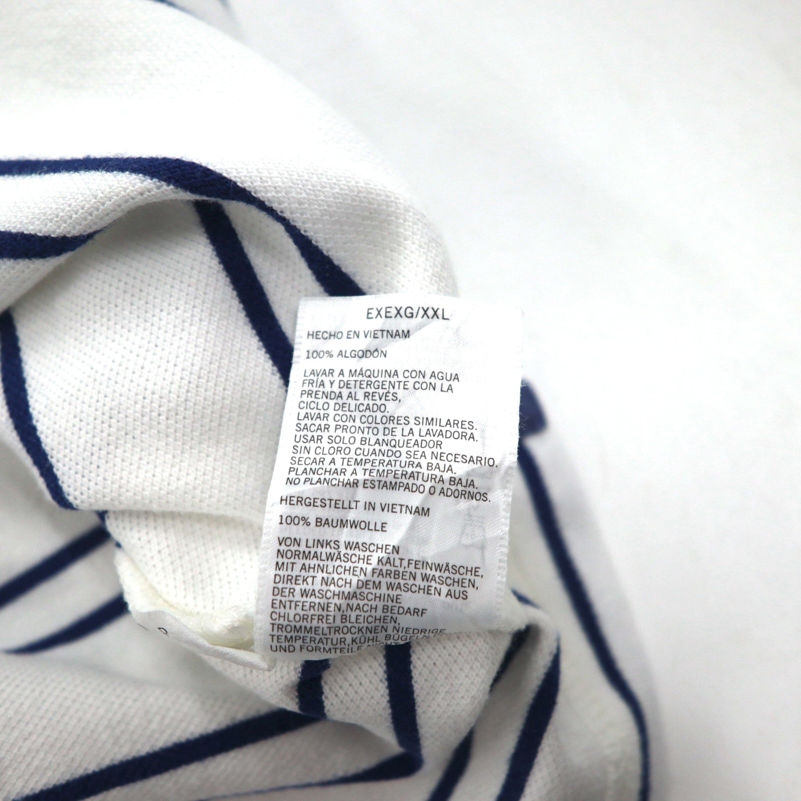 NAUTICA Polo a righe 3XL bianco navy piquet taglia grande ricamo logo a punto singolo