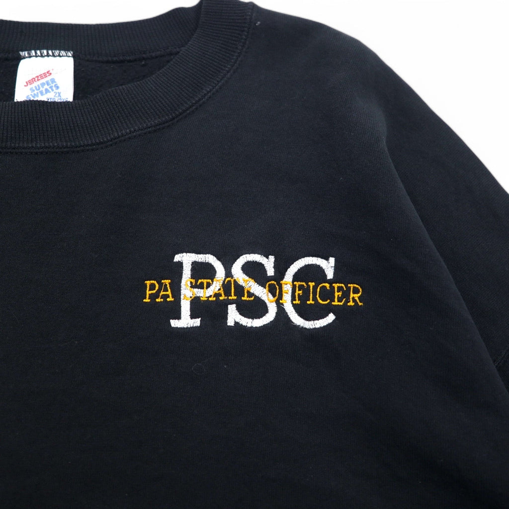 JERZEES Made in USA Anni '80 SUPER SWEATS Felpa girocollo 2XL Nera Interno felpato PSC