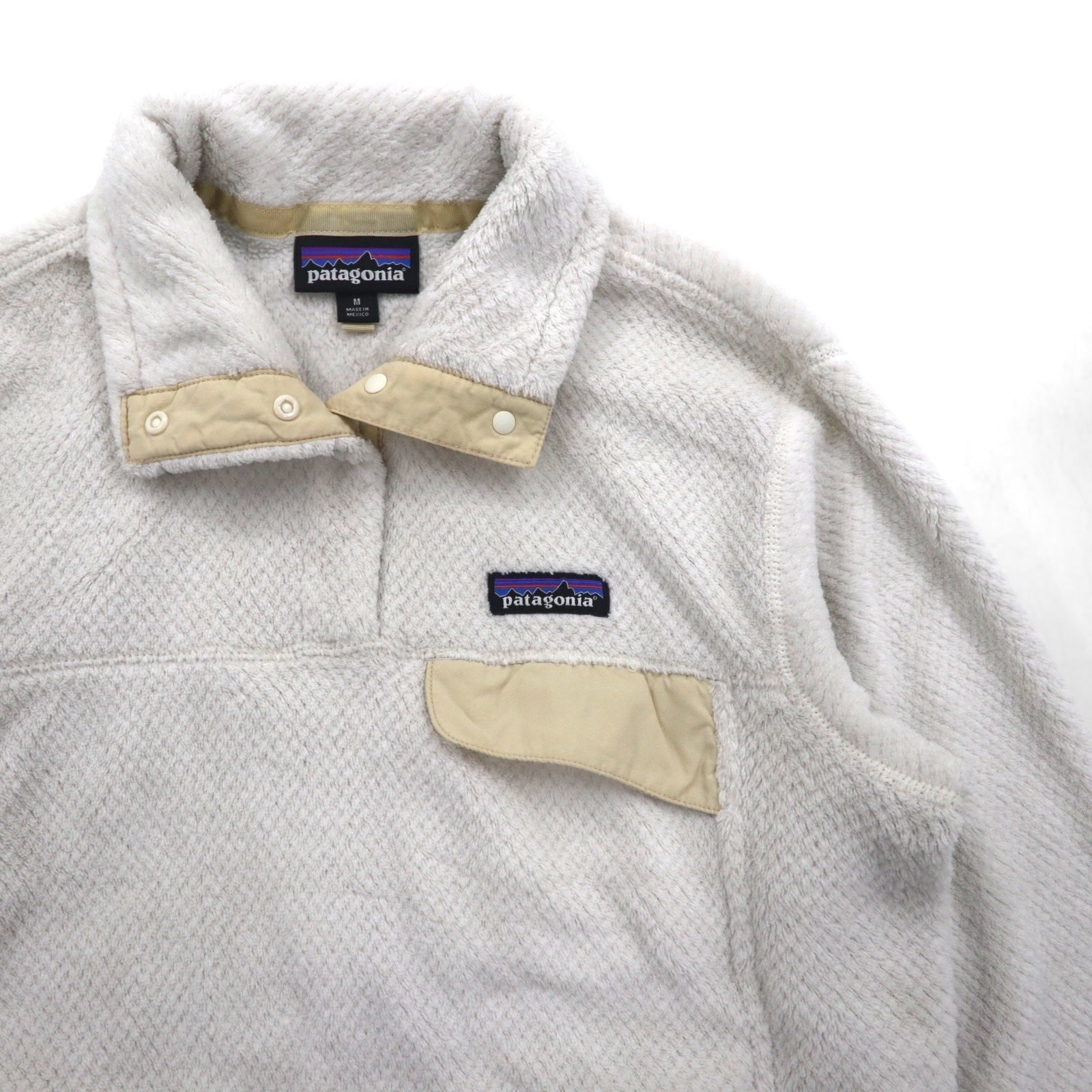 Patagonia リツール スナップT プルオーバー フリースジャケット M ホワイト カンガルーポケット 25442