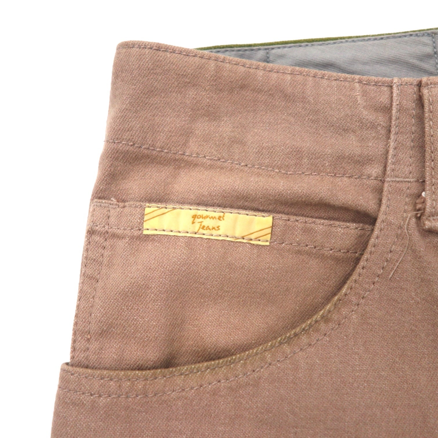 gourmet jeans Pantaloni di jeans affusolati 32 Marrone Cachi Bicolore Cotone TYPE-03 LEAN Made in Japan