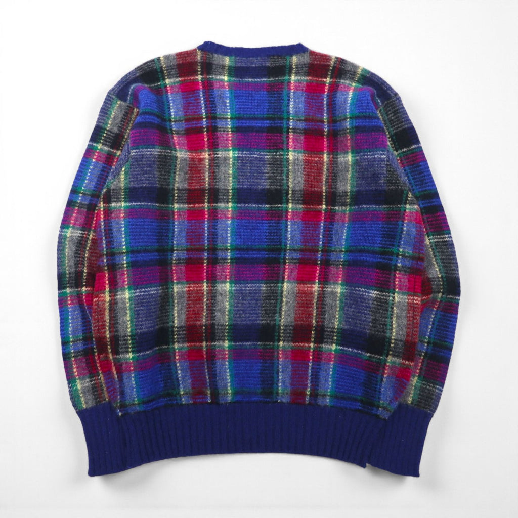 Polo Ralph Lauren 90年代 ラムウール ニット セーター M ブルー チェック 羊毛 未使用品