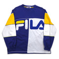 FILA Anni '90 Color Block Logo Felpa M Cotone Blu navy Giallo Bianco