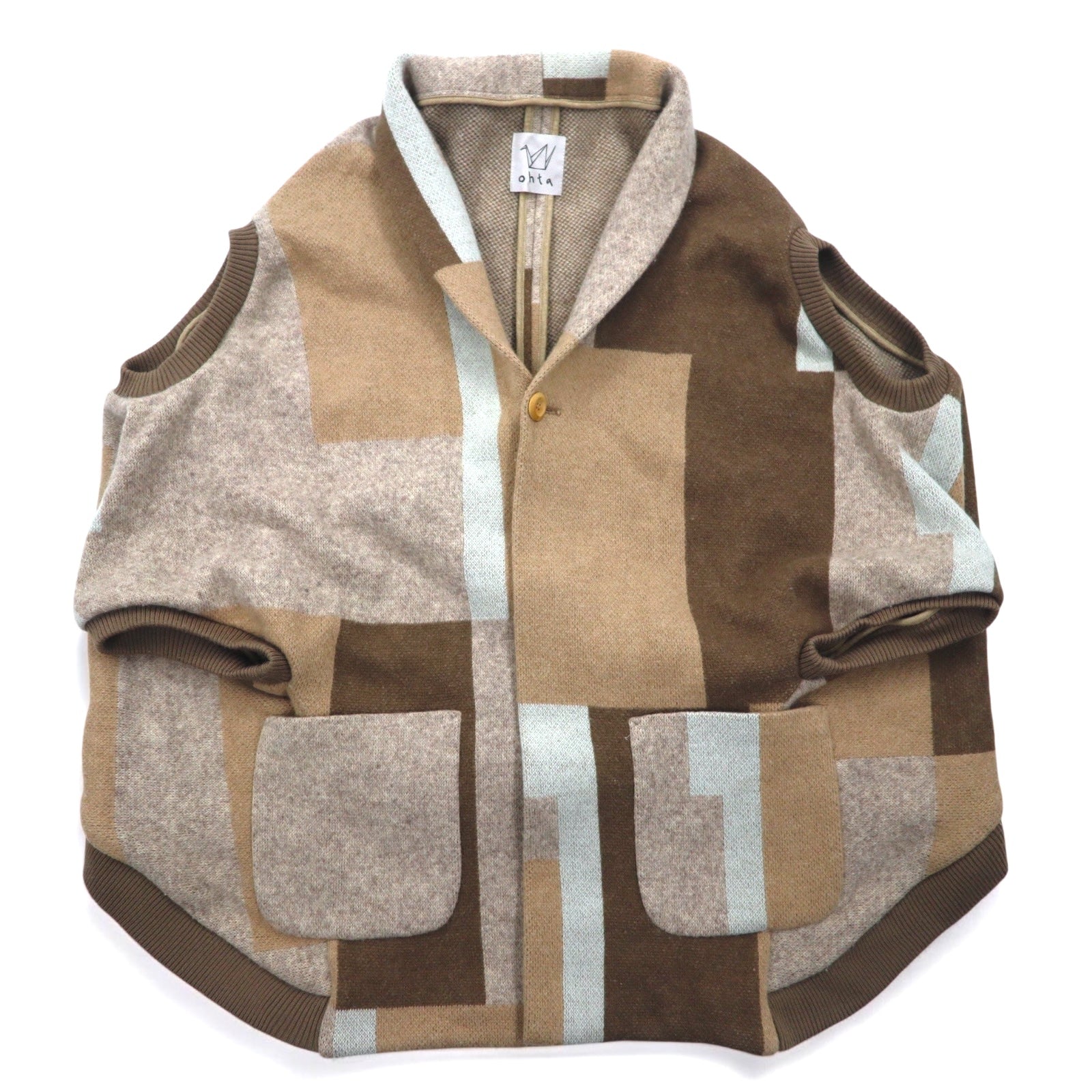 ohta Poncho Cardigan FREE Marrone Beige Multicolore Angora 14aw-ha-pl Prodotto in Giappone