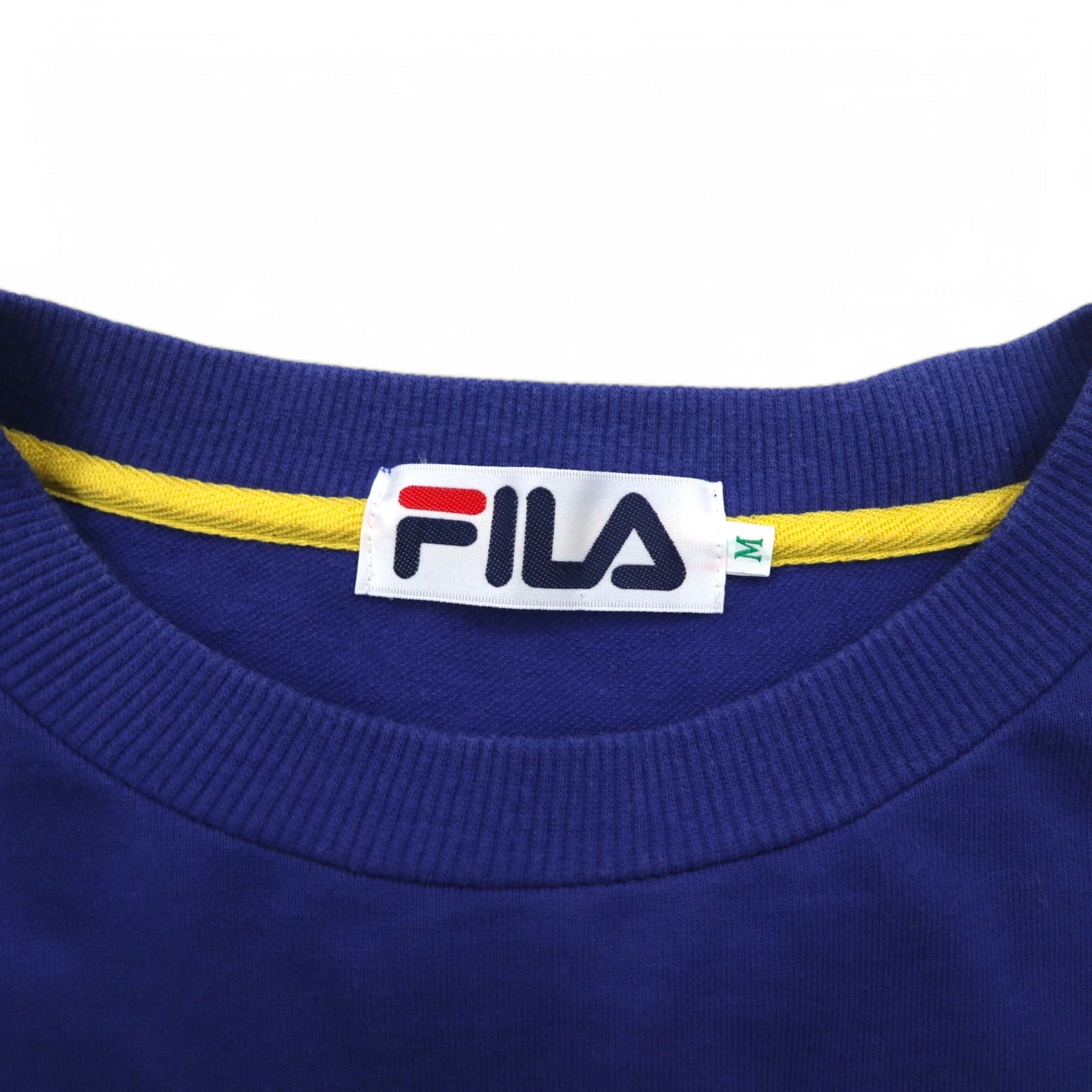 FILA Anni '90 Color Block Logo Felpa M Cotone Blu navy Giallo Bianco