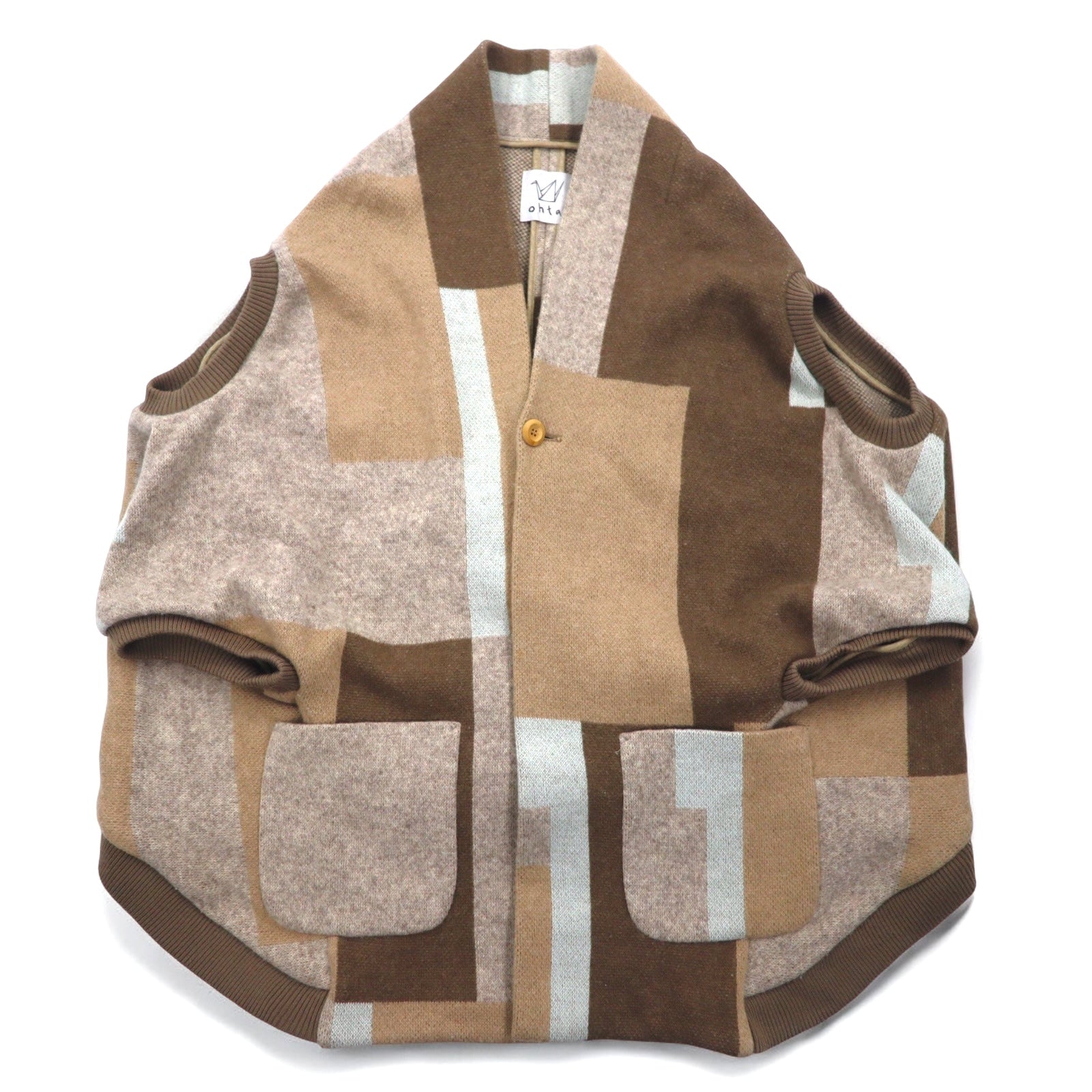 ohta Poncho Cardigan FREE Marrone Beige Multicolore Angora 14aw-ha-pl Prodotto in Giappone