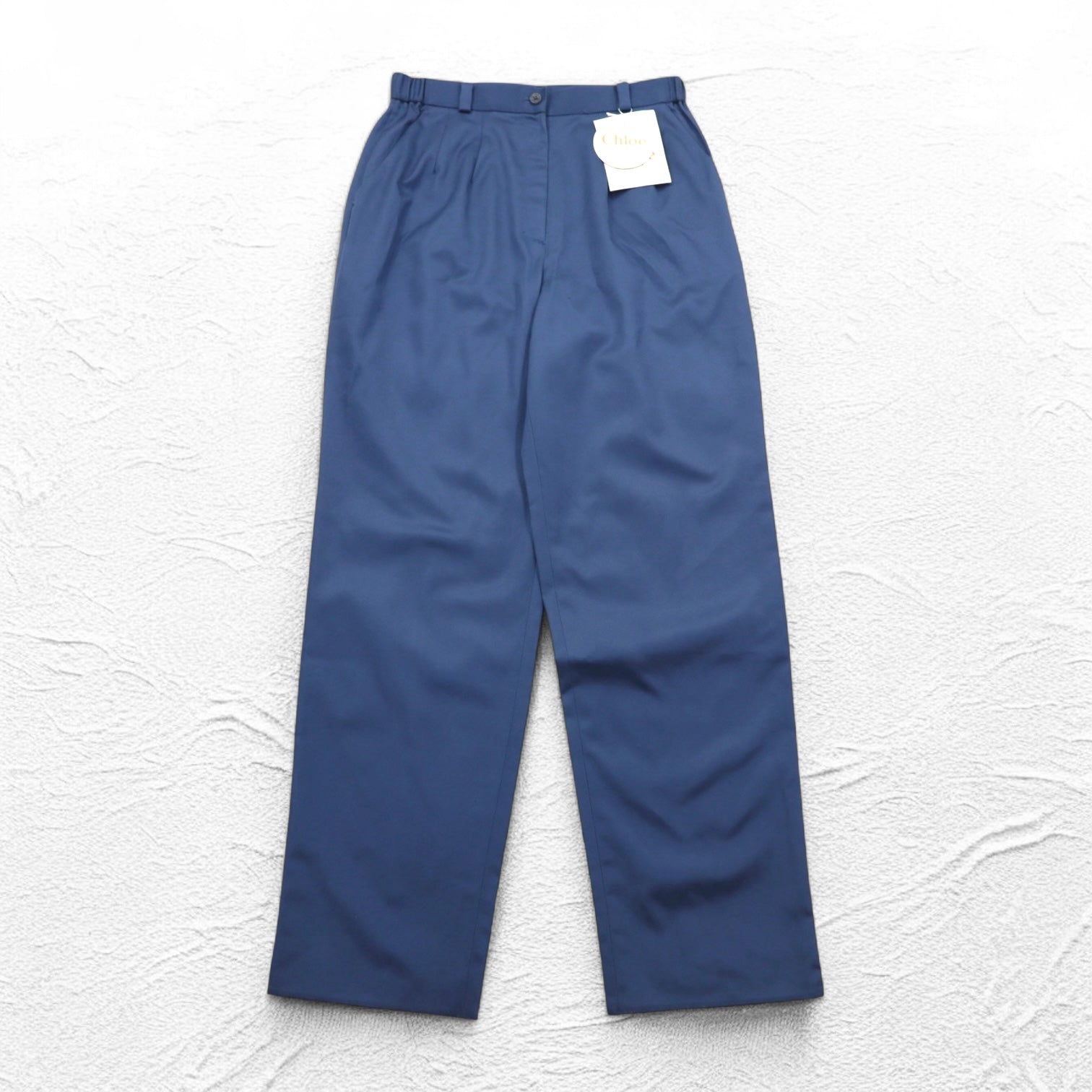 Chloe SPORTS Anni '80 Pantaloni a gamba larga facili con pince 2XL Blu Cotone CHL8256 Fabbricati in Giappone Nuovo con etichette