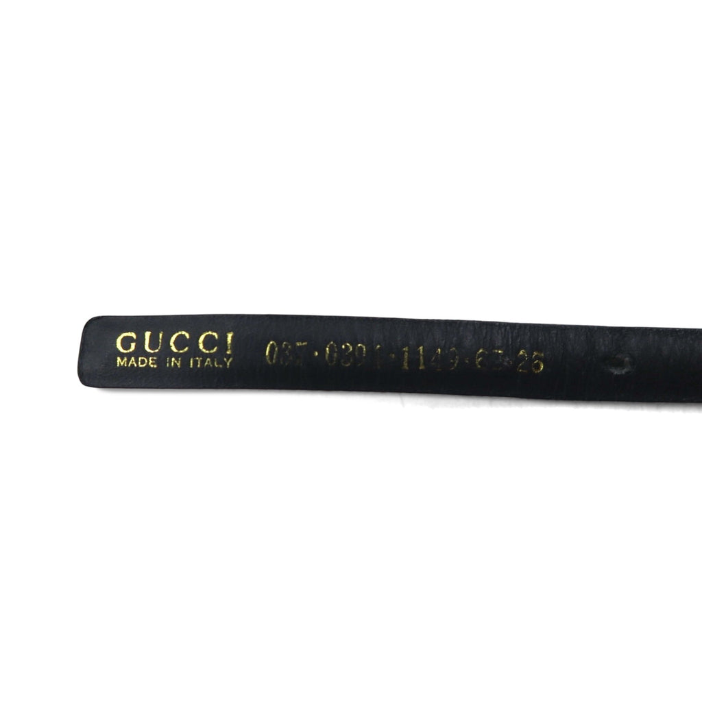 GUCCI スネークチェーン ナロー ベルト ゴールド ブラック メタル レザー 037 0391 114963 26 イタリア製