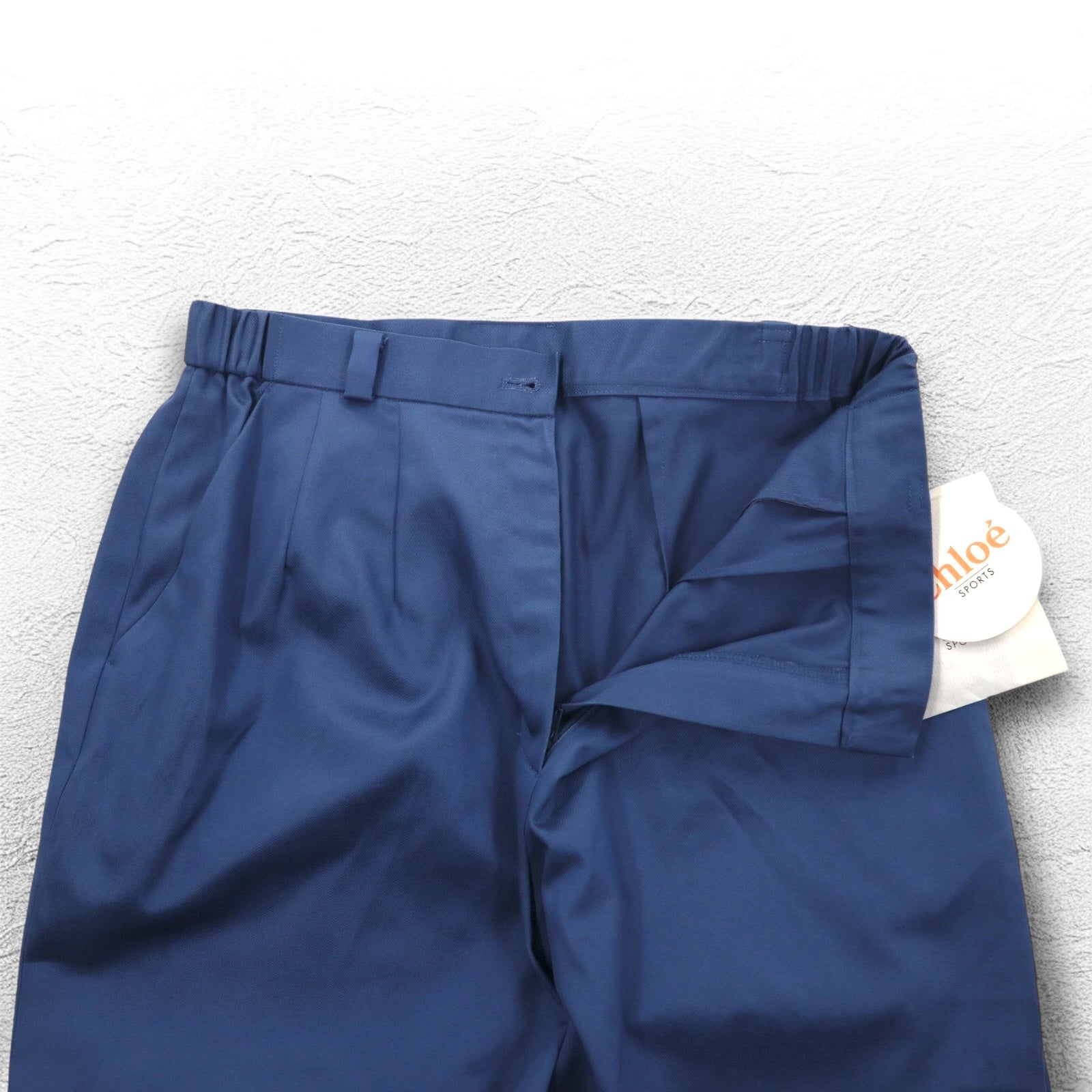 Chloe SPORTS Anni '80 Pantaloni a gamba larga facili con pince 2XL Blu Cotone CHL8256 Fabbricati in Giappone Nuovo con etichette