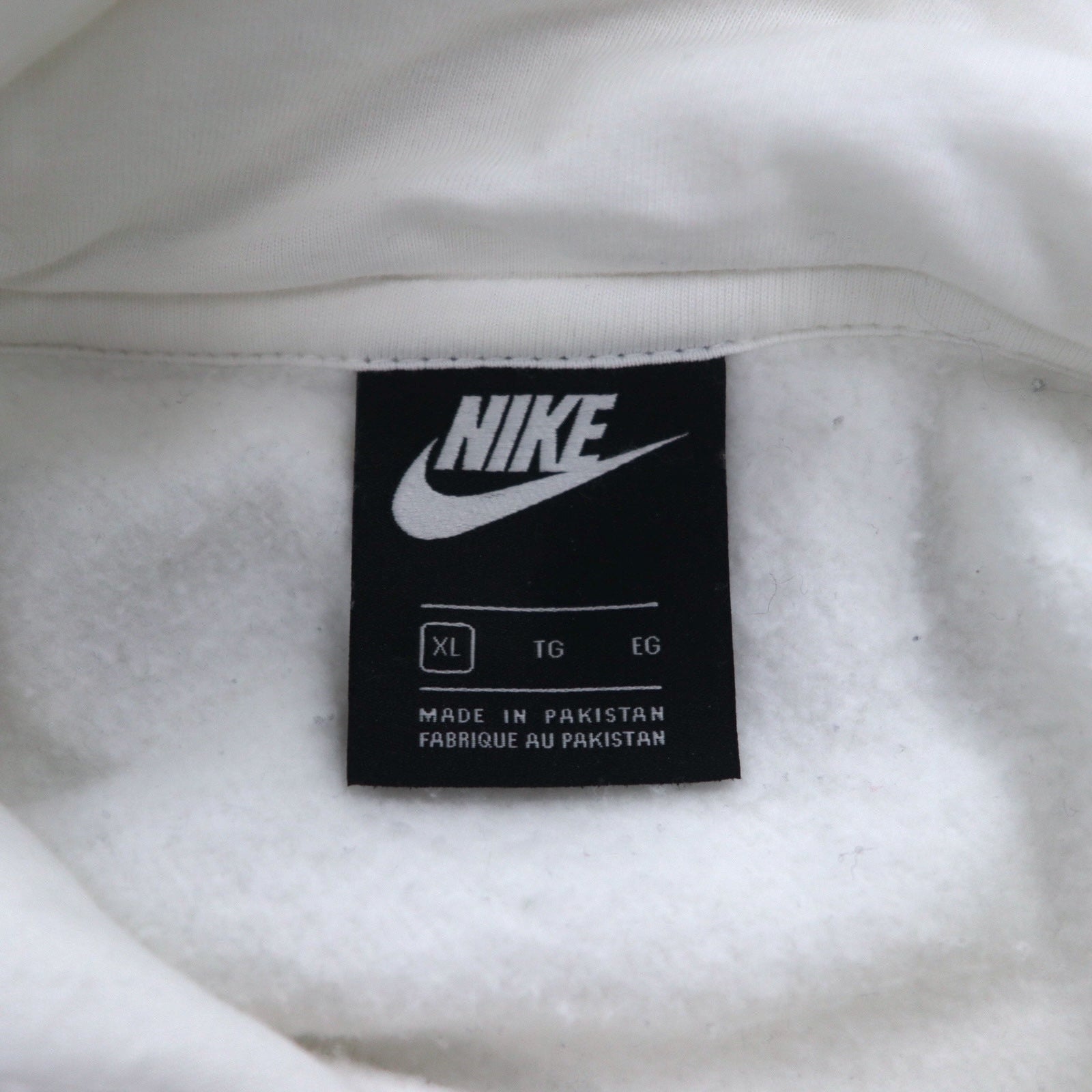NIKE Felpa con cappuccio pullover XL bianca in cotone JUST DO IT CJ4776-100