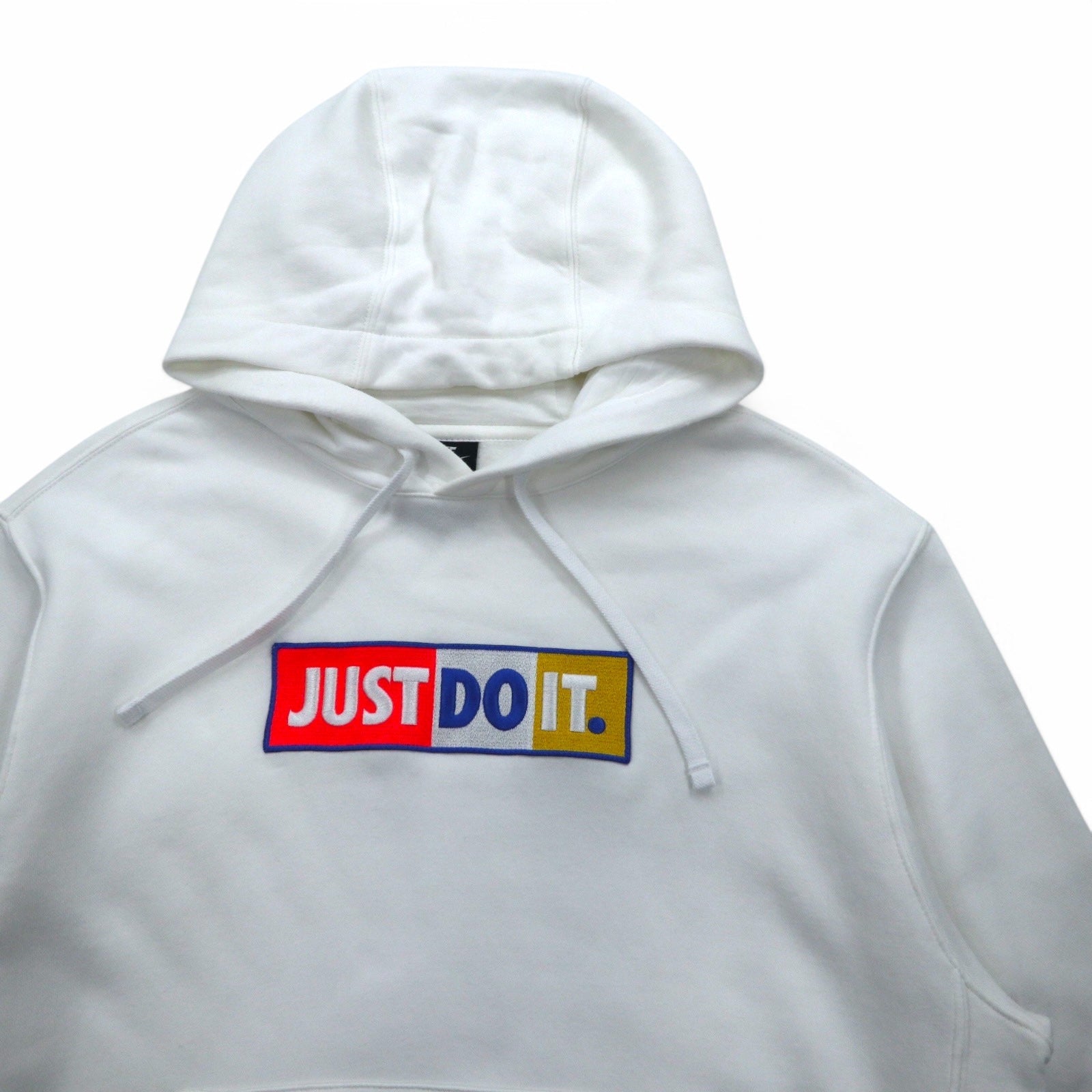 NIKE Felpa con cappuccio pullover XL bianca in cotone JUST DO IT CJ4776-100
