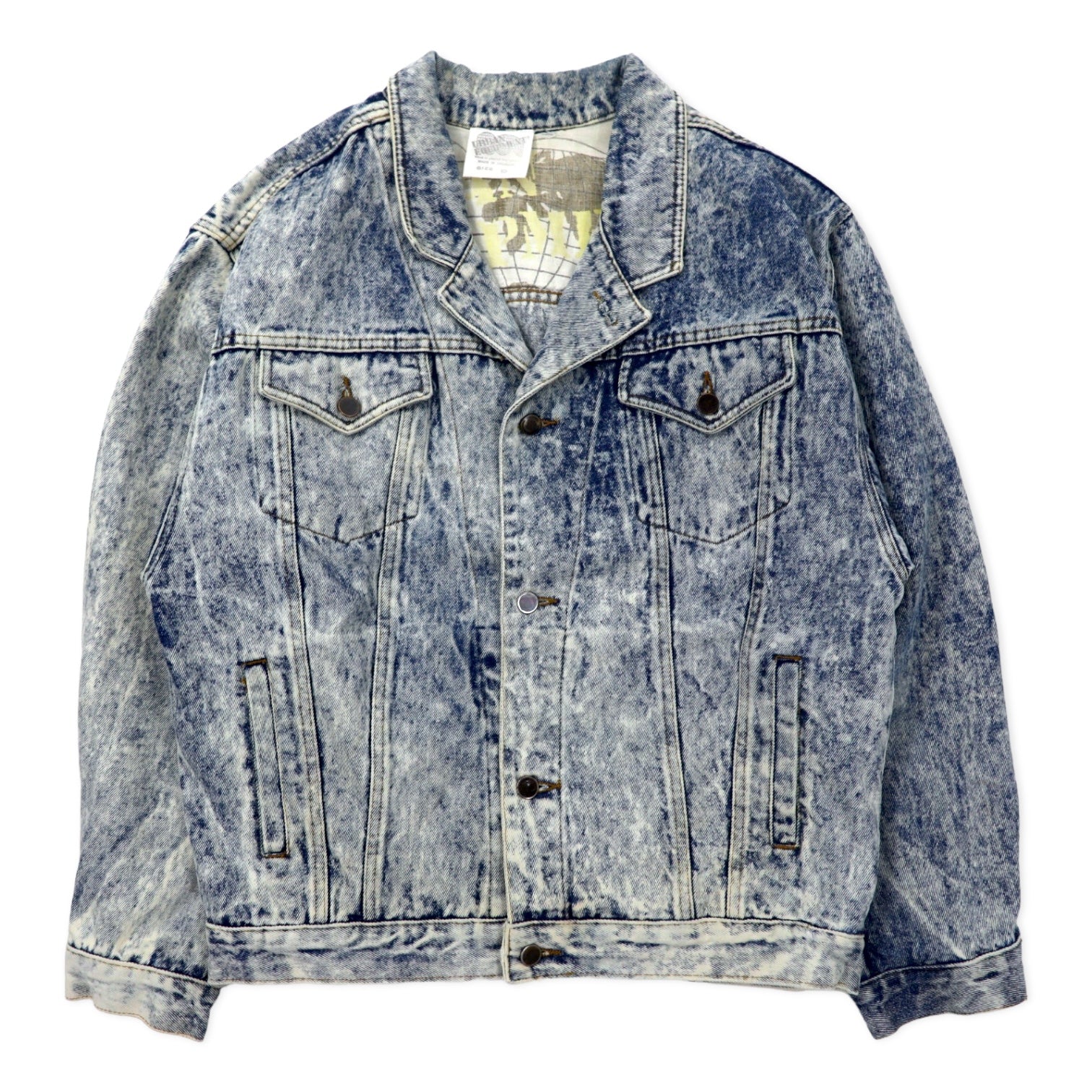 Anni '90, Giacca di jeans URBAN EQUIPMENT, lavaggio acido, Uruguay, XL, blu, cotone, oversize