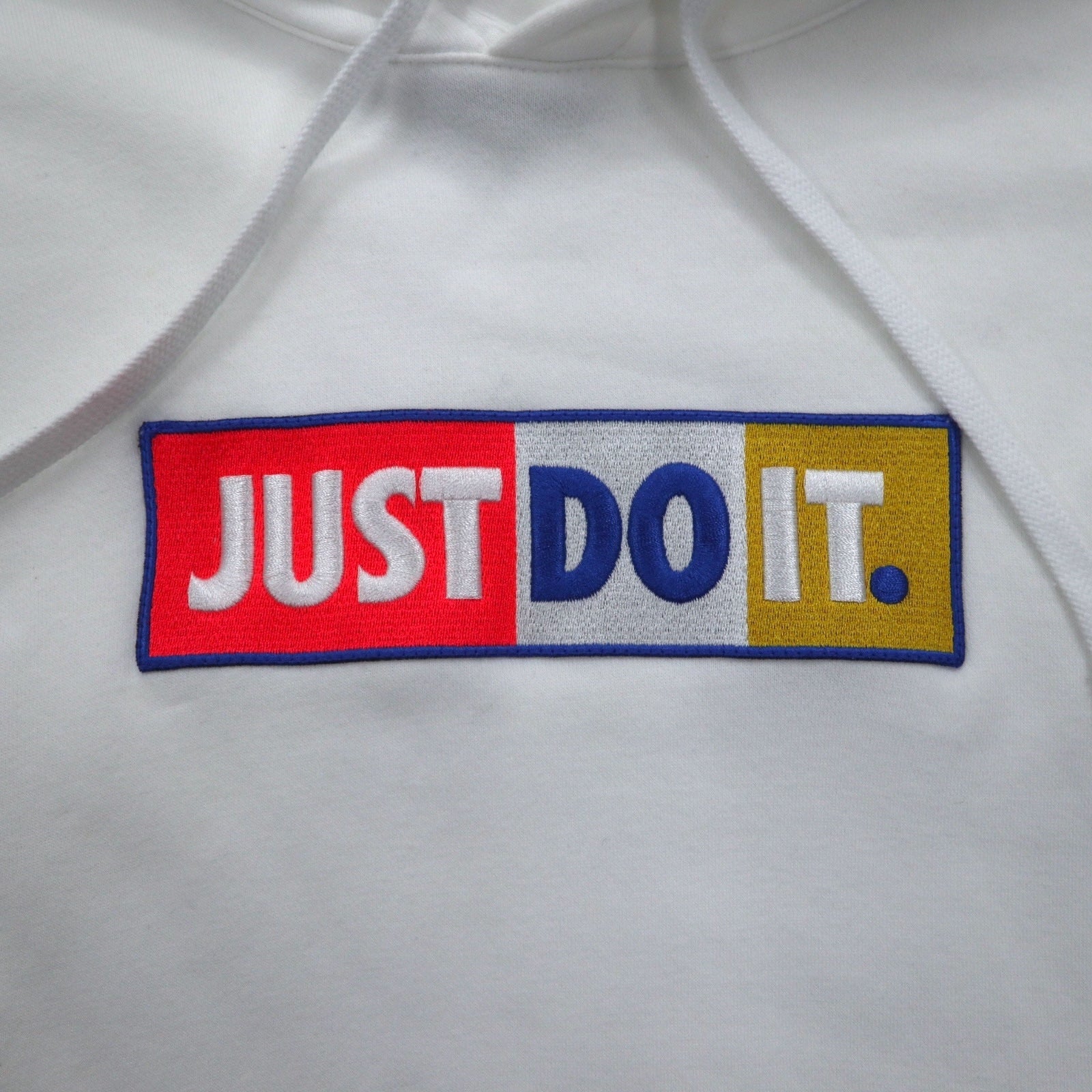 NIKE Felpa con cappuccio pullover XL bianca in cotone JUST DO IT CJ4776-100