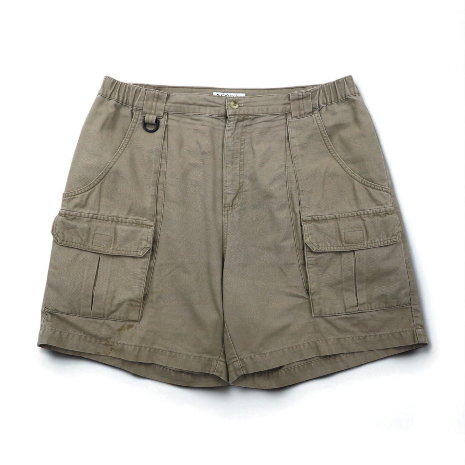 Columbia anni 2000, pantaloncini bush corti in tela, taglia L, kaki, tasche con patta XM4100, made in Nicaragua
