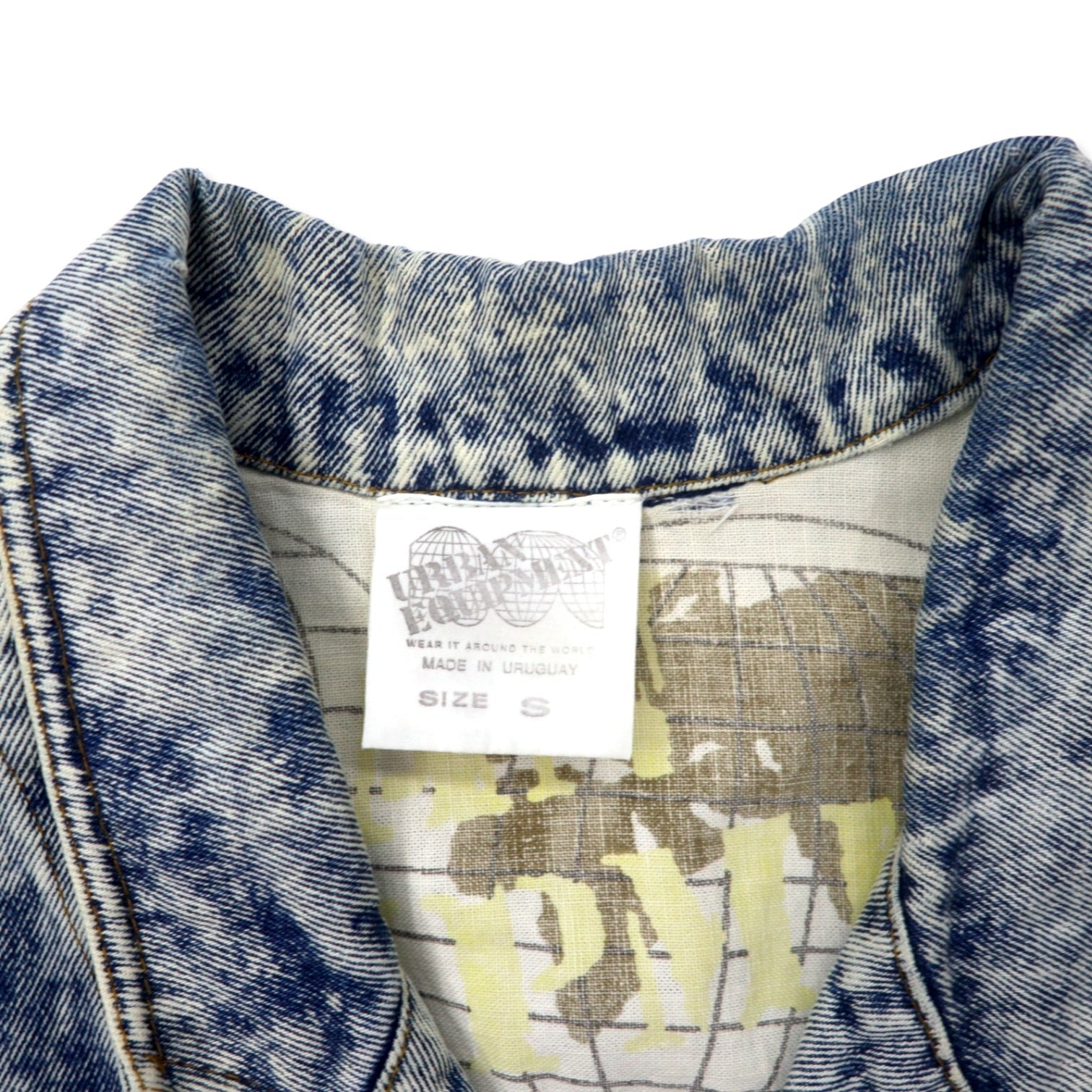 Anni '90, Giacca di jeans URBAN EQUIPMENT, lavaggio acido, Uruguay, XL, blu, cotone, oversize