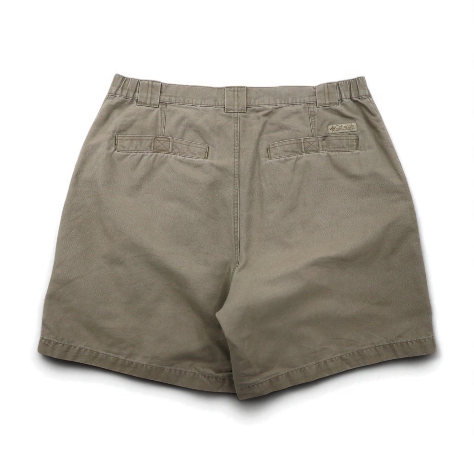 Columbia anni 2000, pantaloncini bush corti in tela, taglia L, kaki, tasche con patta XM4100, made in Nicaragua