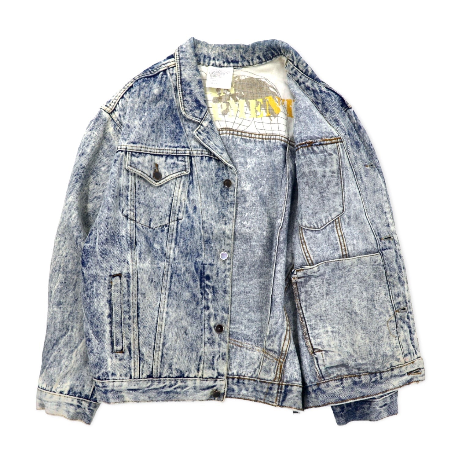 Anni '90, Giacca di jeans URBAN EQUIPMENT, lavaggio acido, Uruguay, XL, blu, cotone, oversize