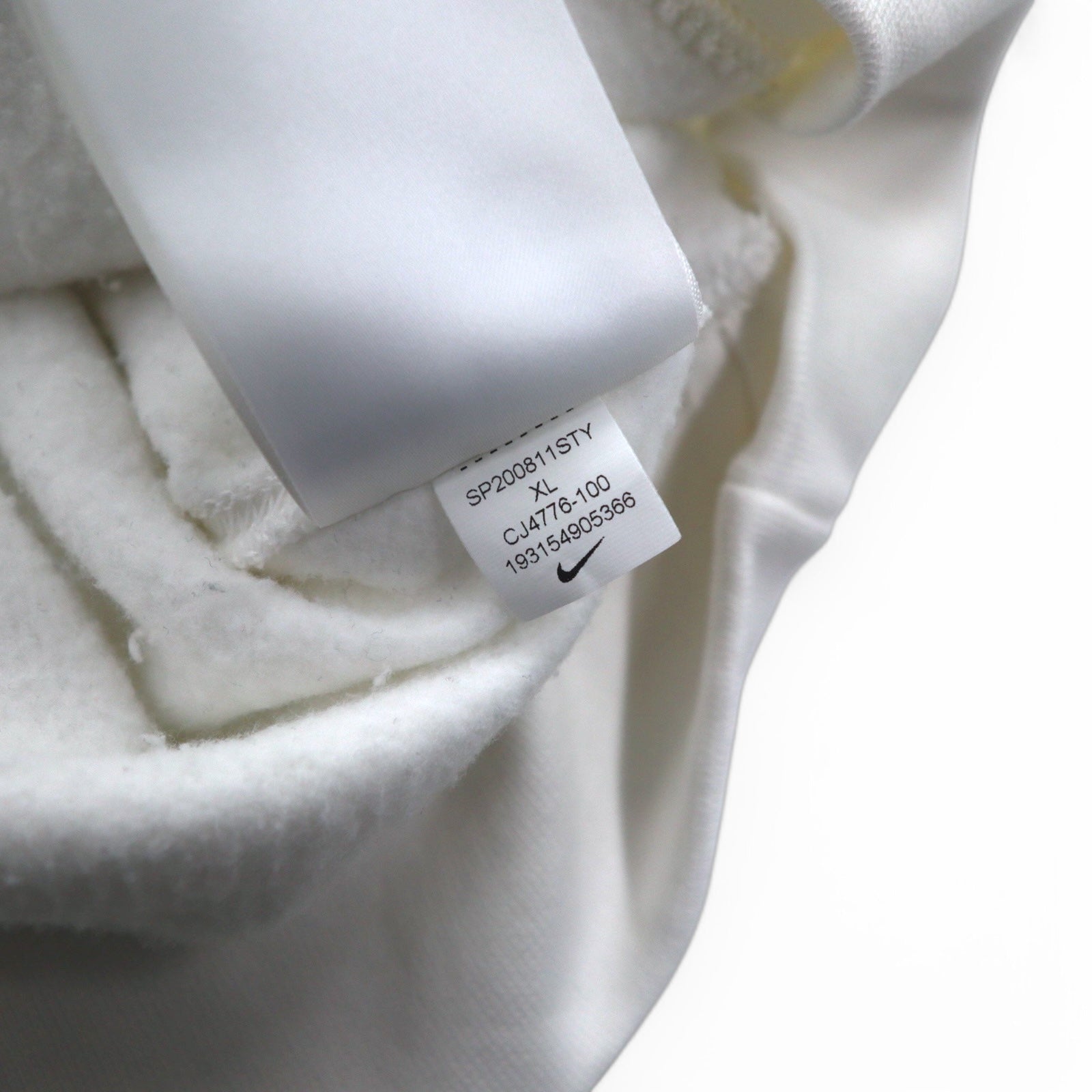 NIKE Felpa con cappuccio pullover XL bianca in cotone JUST DO IT CJ4776-100